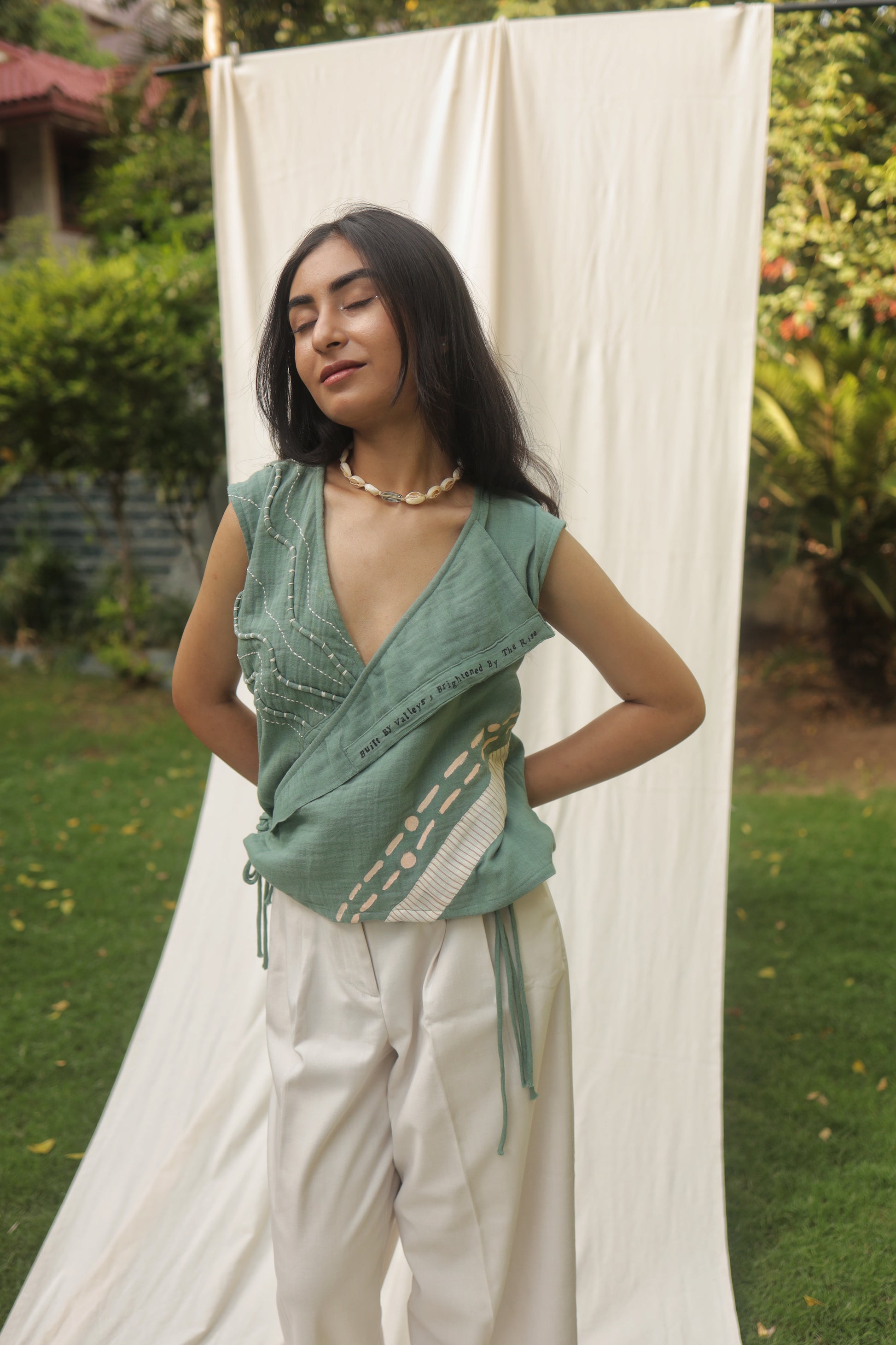 Forest Echo Wrap Top