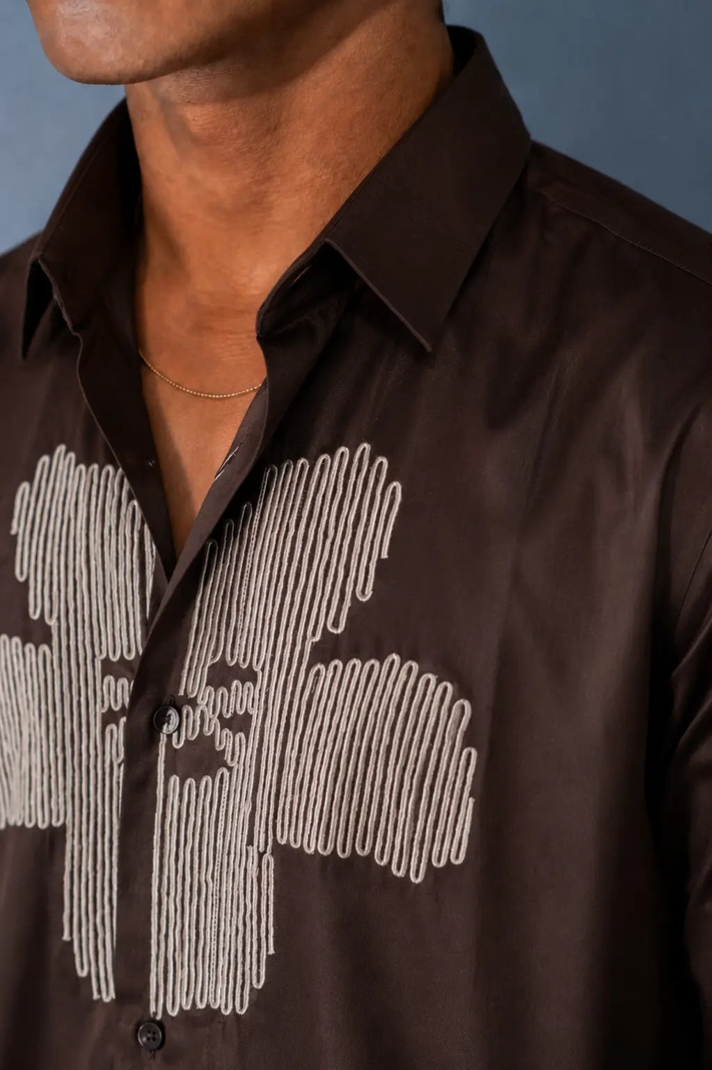 Brown Embroidered Shirt