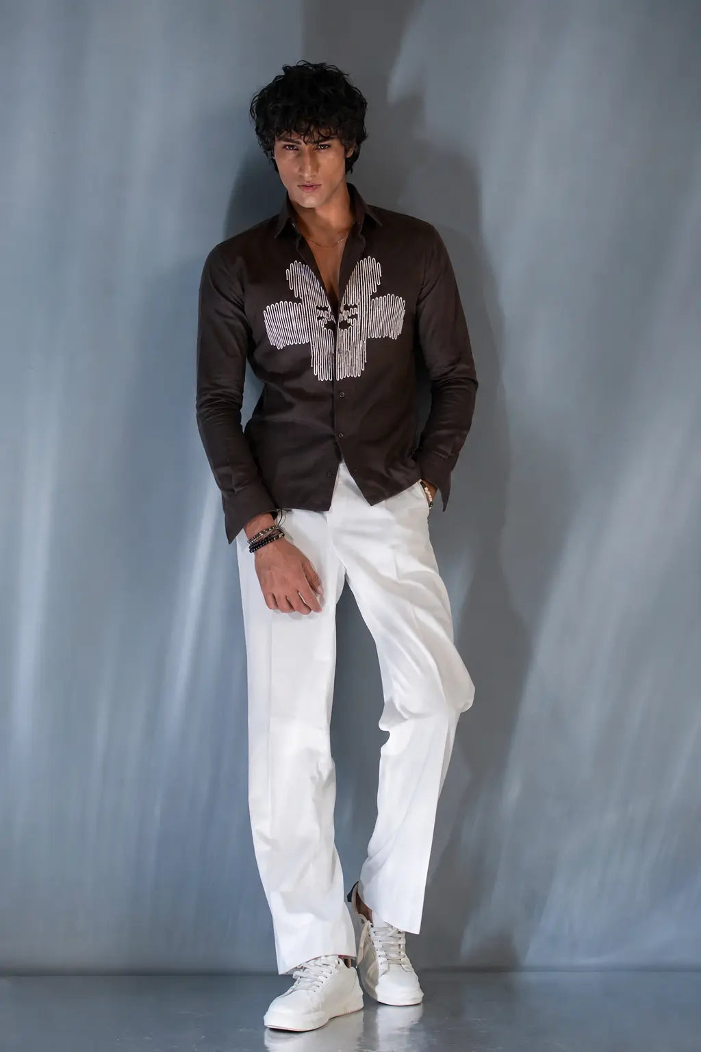 Brown Embroidered Shirt