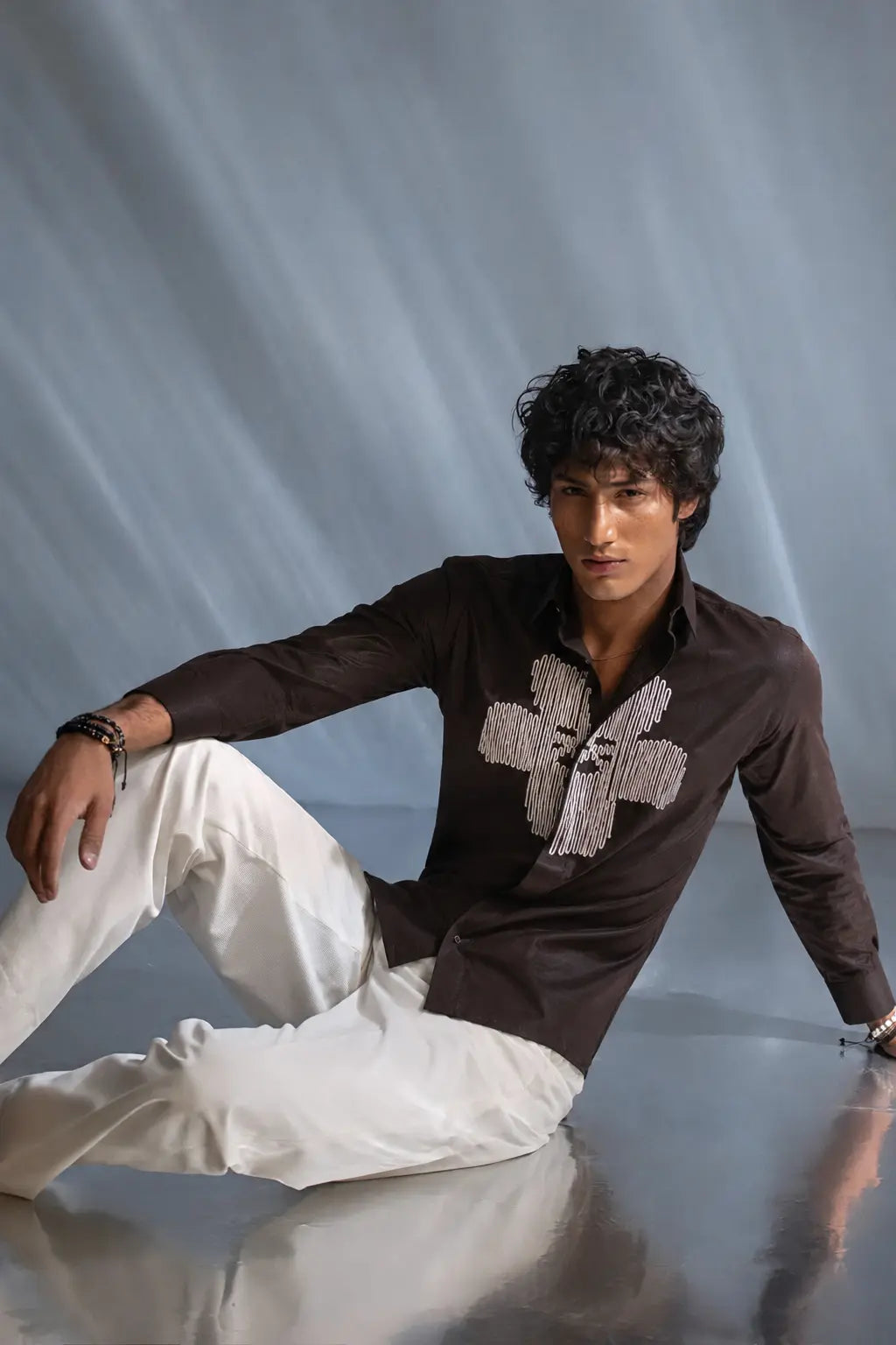 Brown Embroidered Shirt
