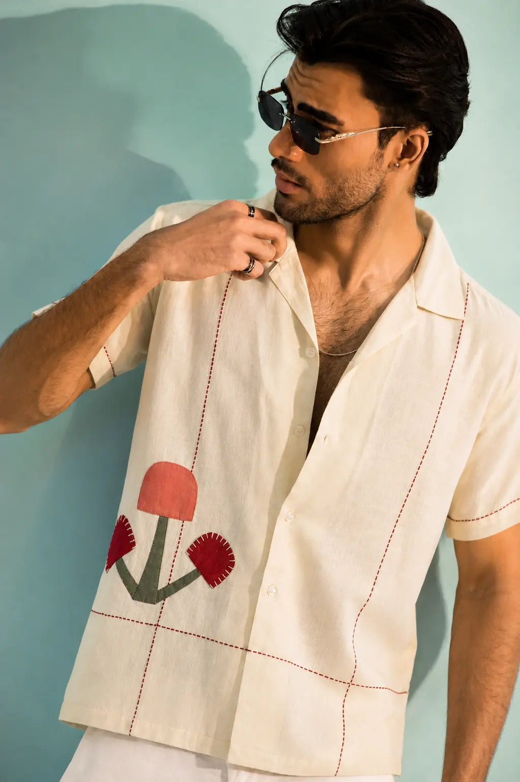 White Mushroom Patchwork Shirt
