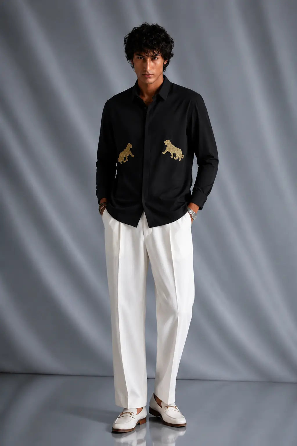 Black Tiger Embellished Shirt