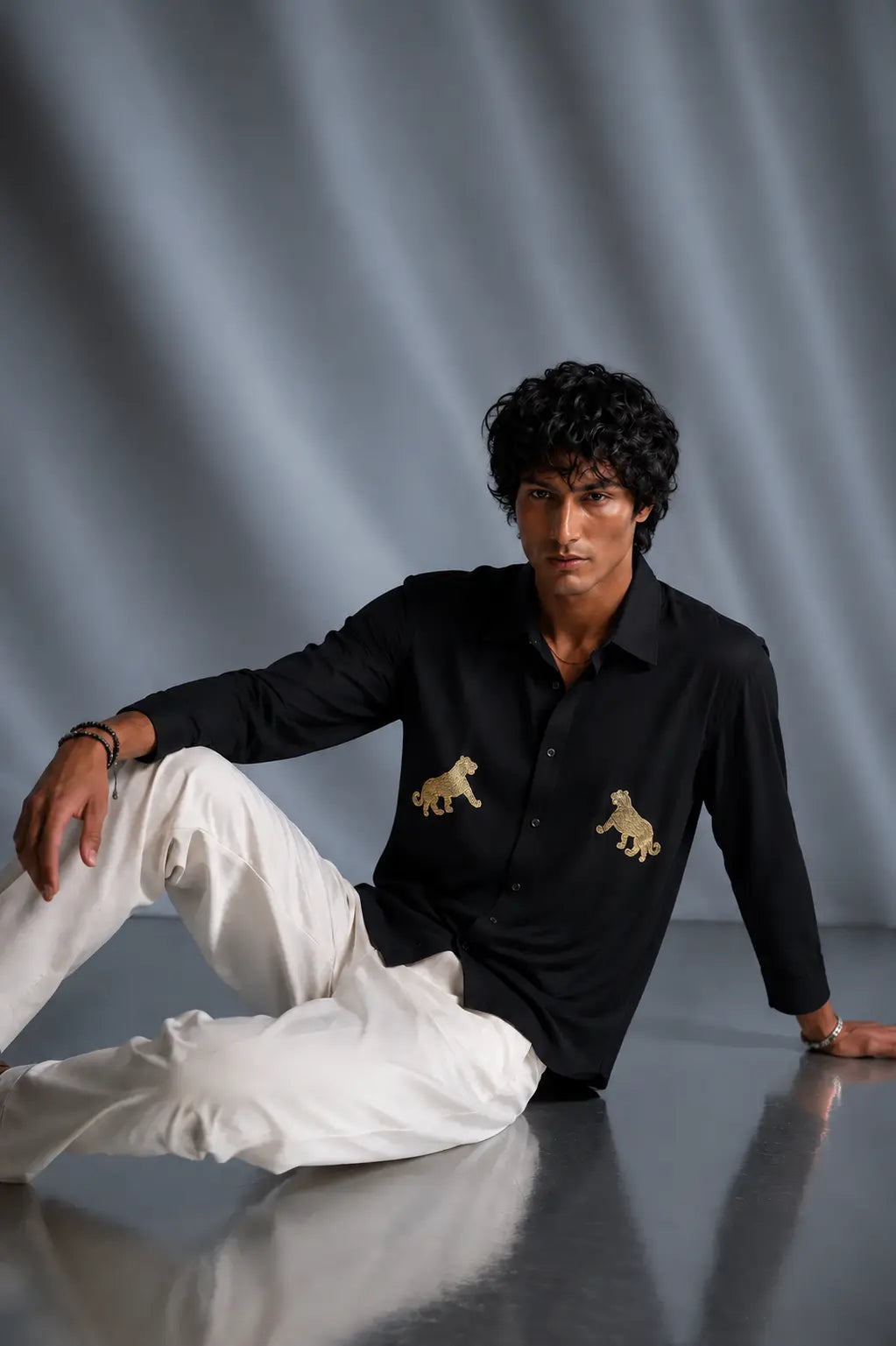 Black Tiger Embellished Shirt