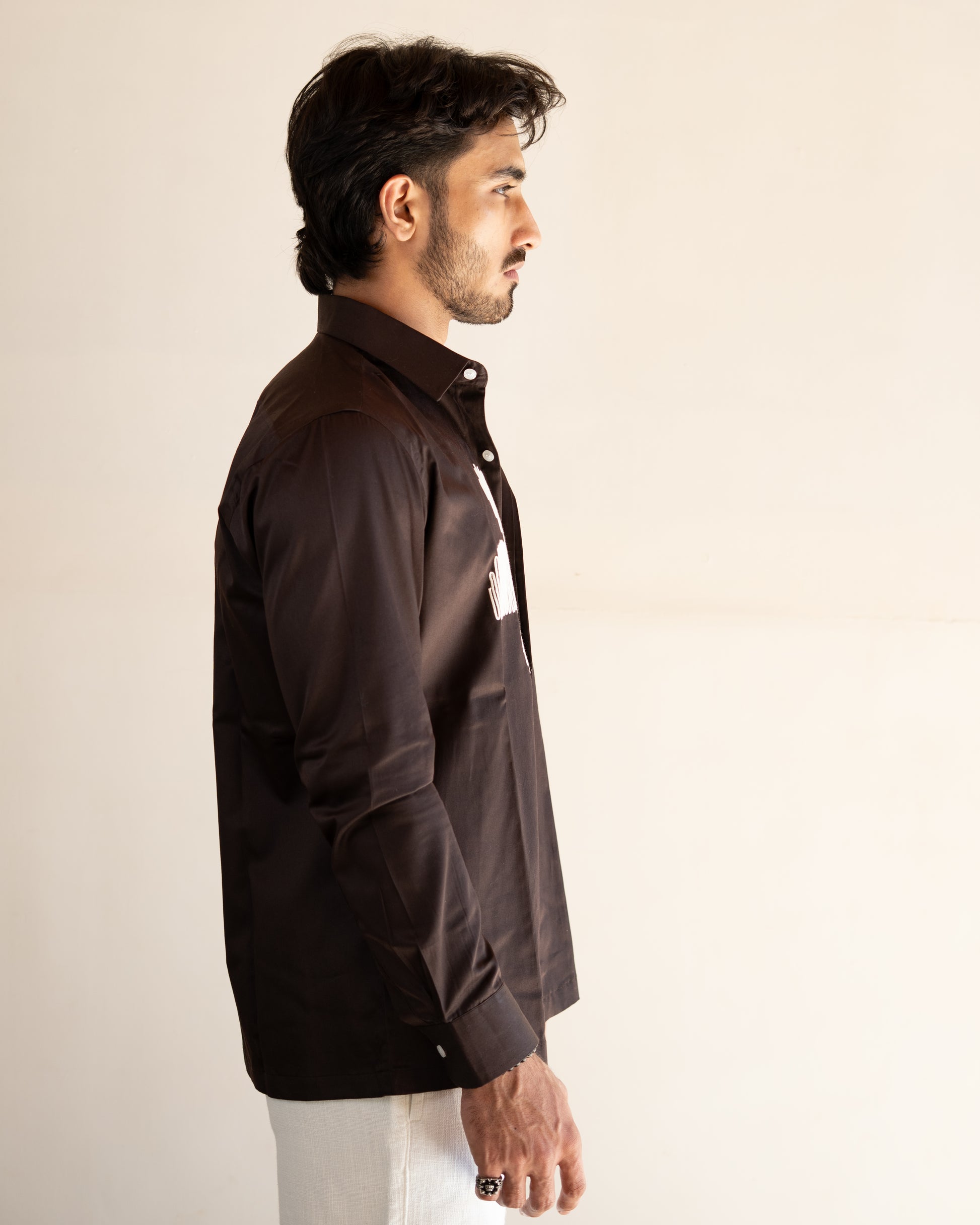 Brown Embroidered Shirt