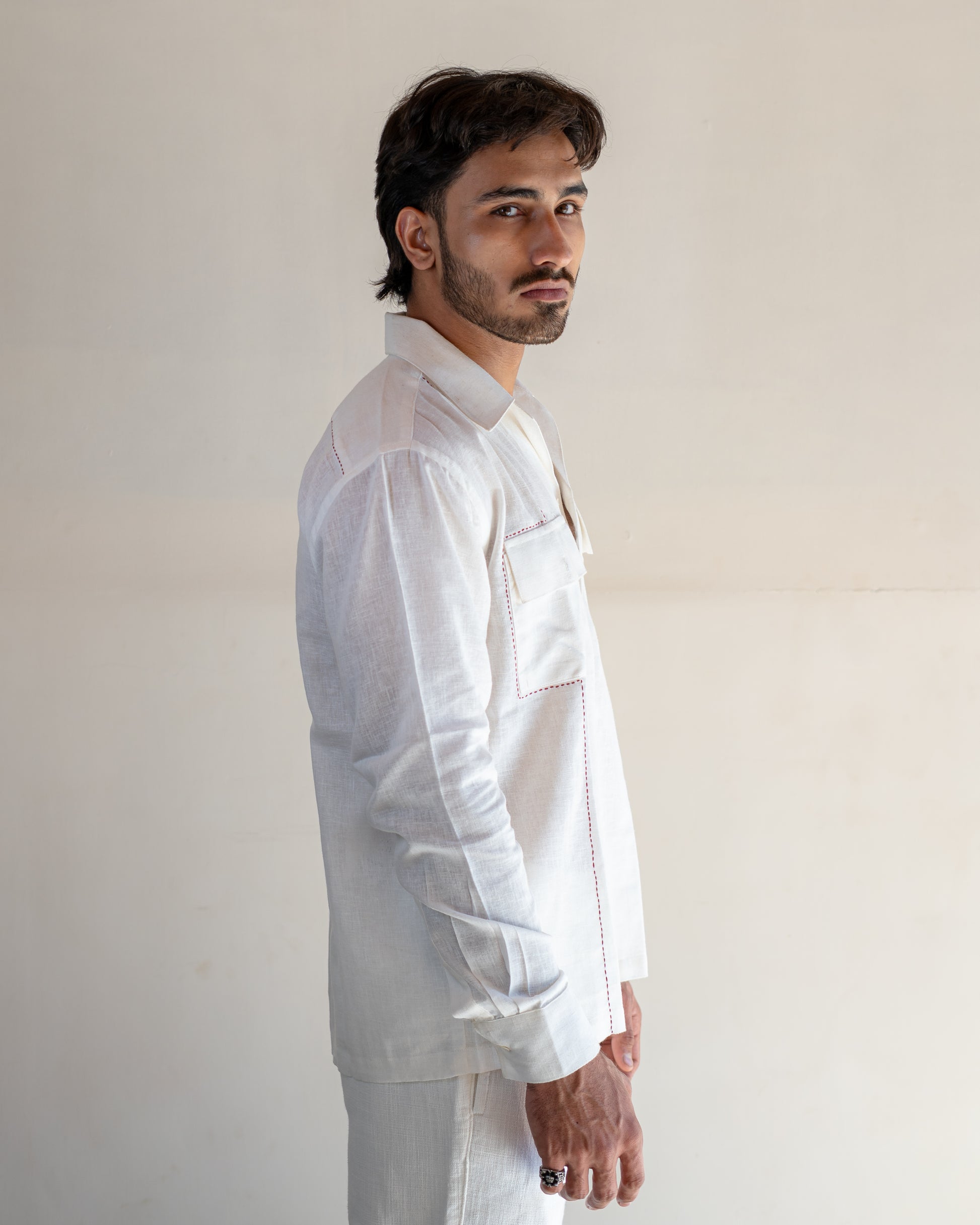 White Flap Pocket Shirt
