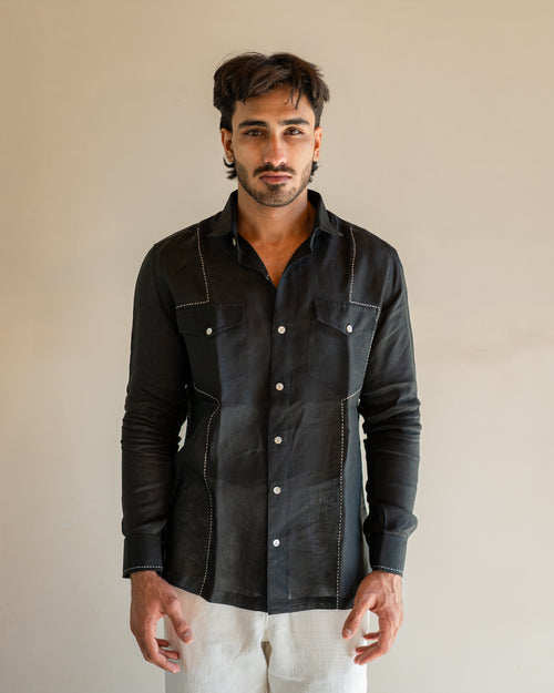 Black Flap Pocket Shirt