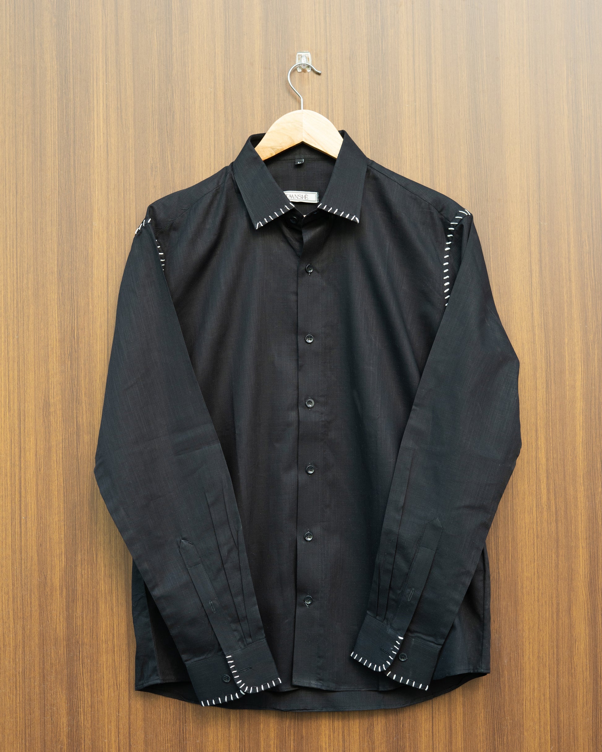 White Stitch Black Shirt