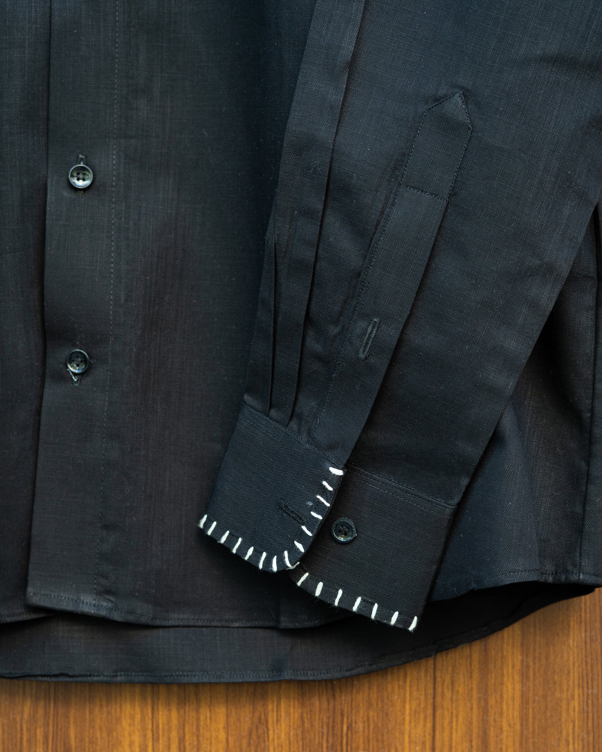 White Stitch Black Shirt