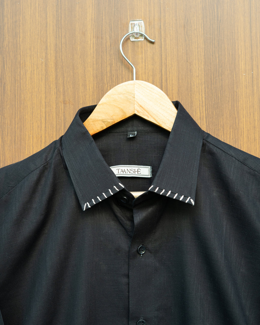 White Stitch Black Shirt