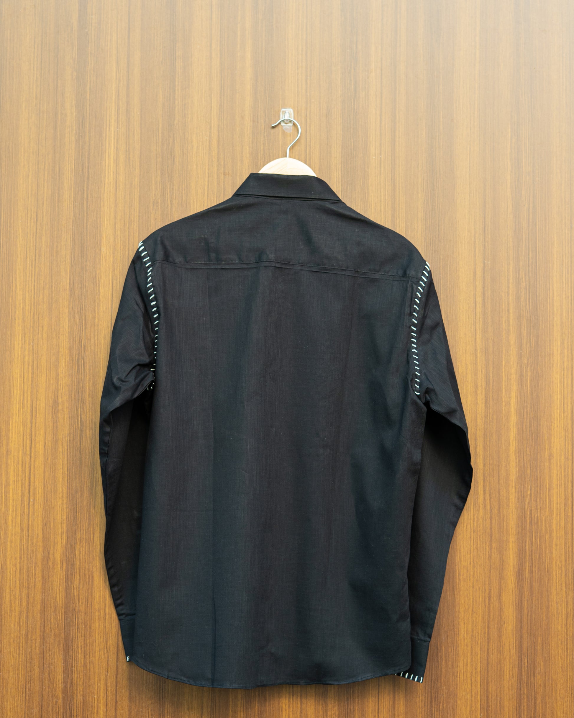 White Stitch Black Shirt
