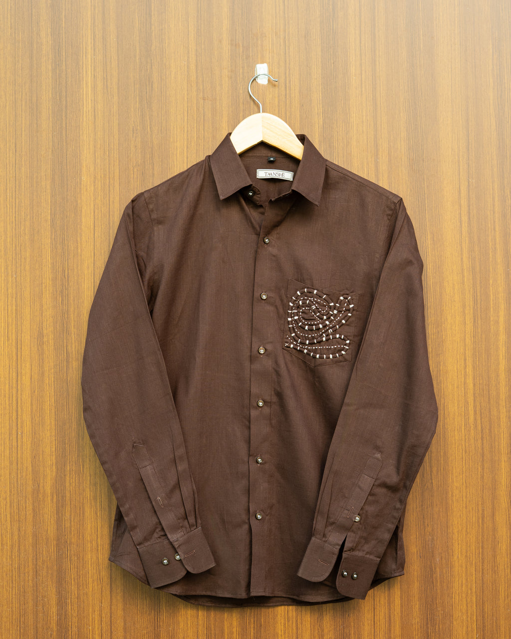 Brown Abstract Pocket Shirt