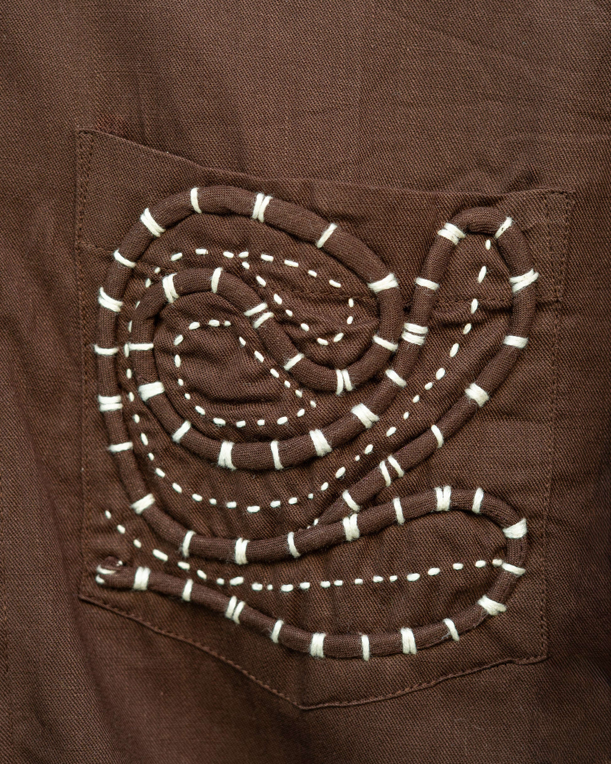 Brown Abstract Pocket Shirt