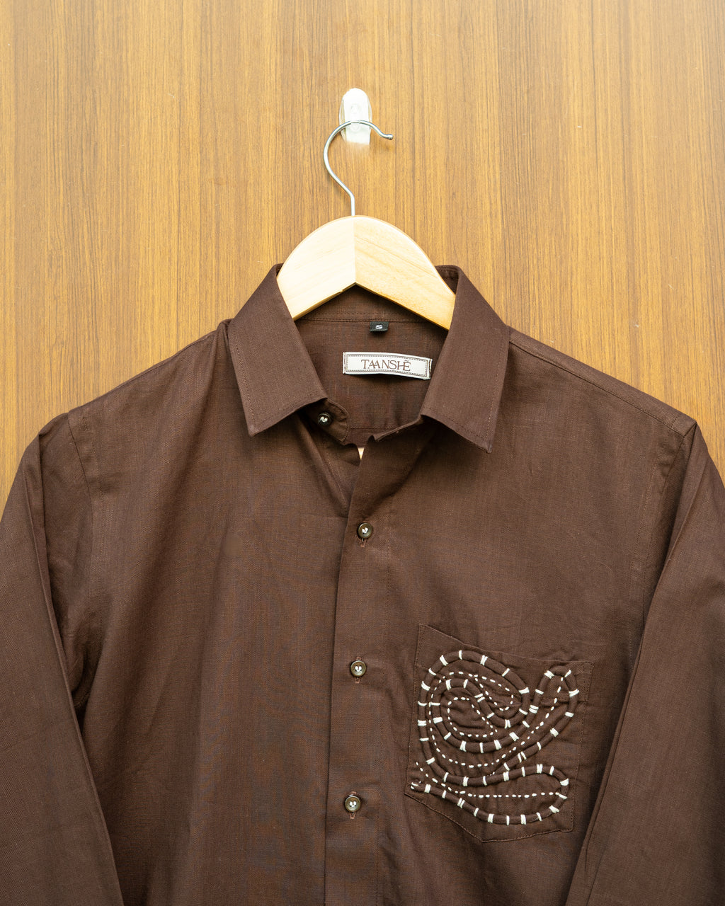 Brown Abstract Pocket Shirt