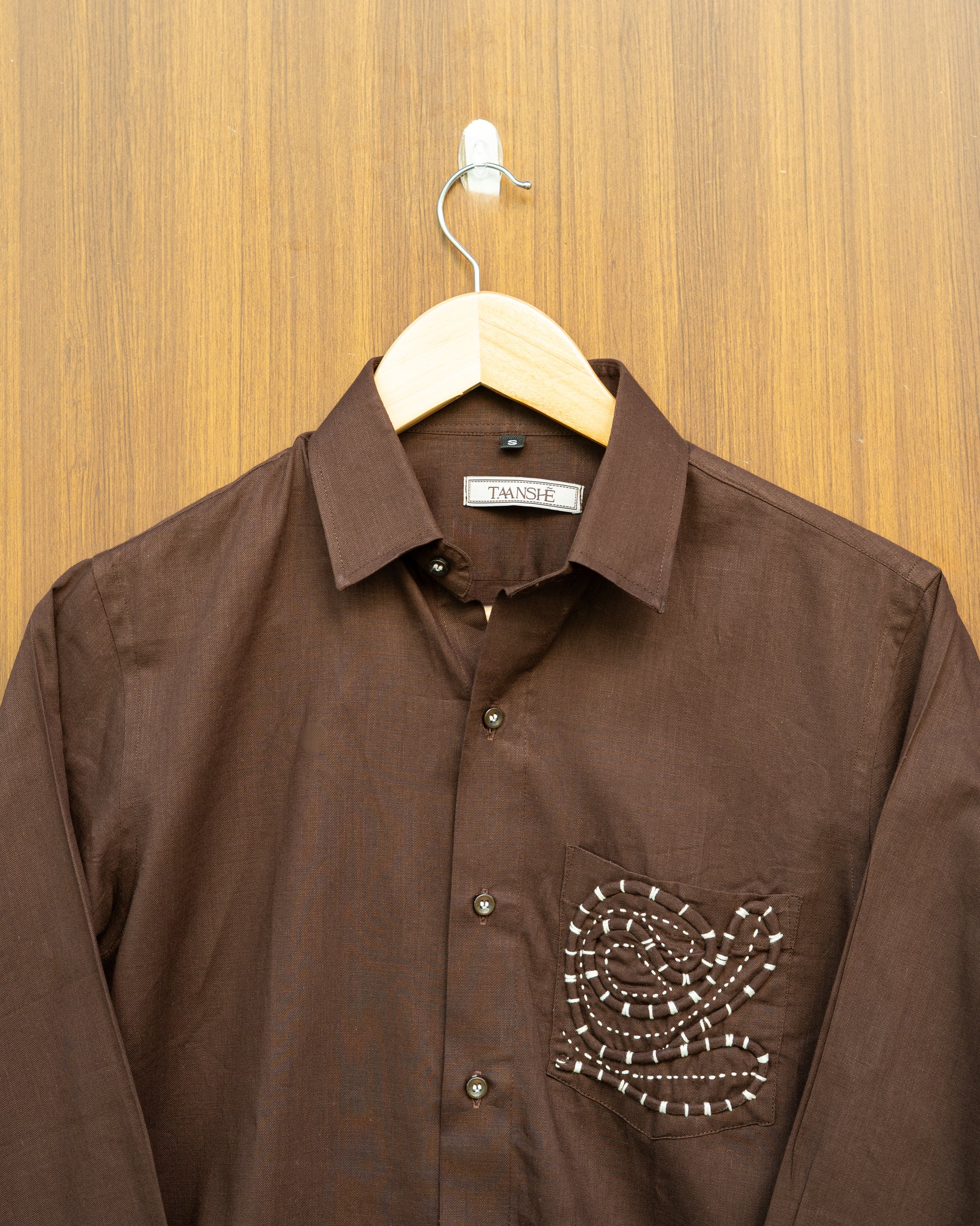 Brown Abstract Pocket Shirt