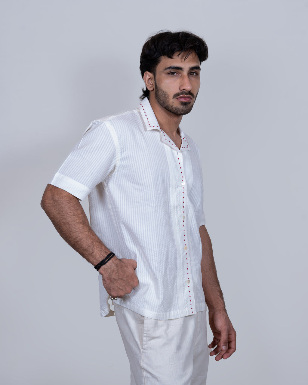White french knot shirt