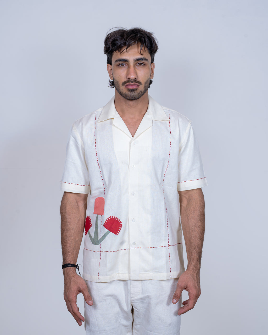 White Mushroom Patchwork Shirt