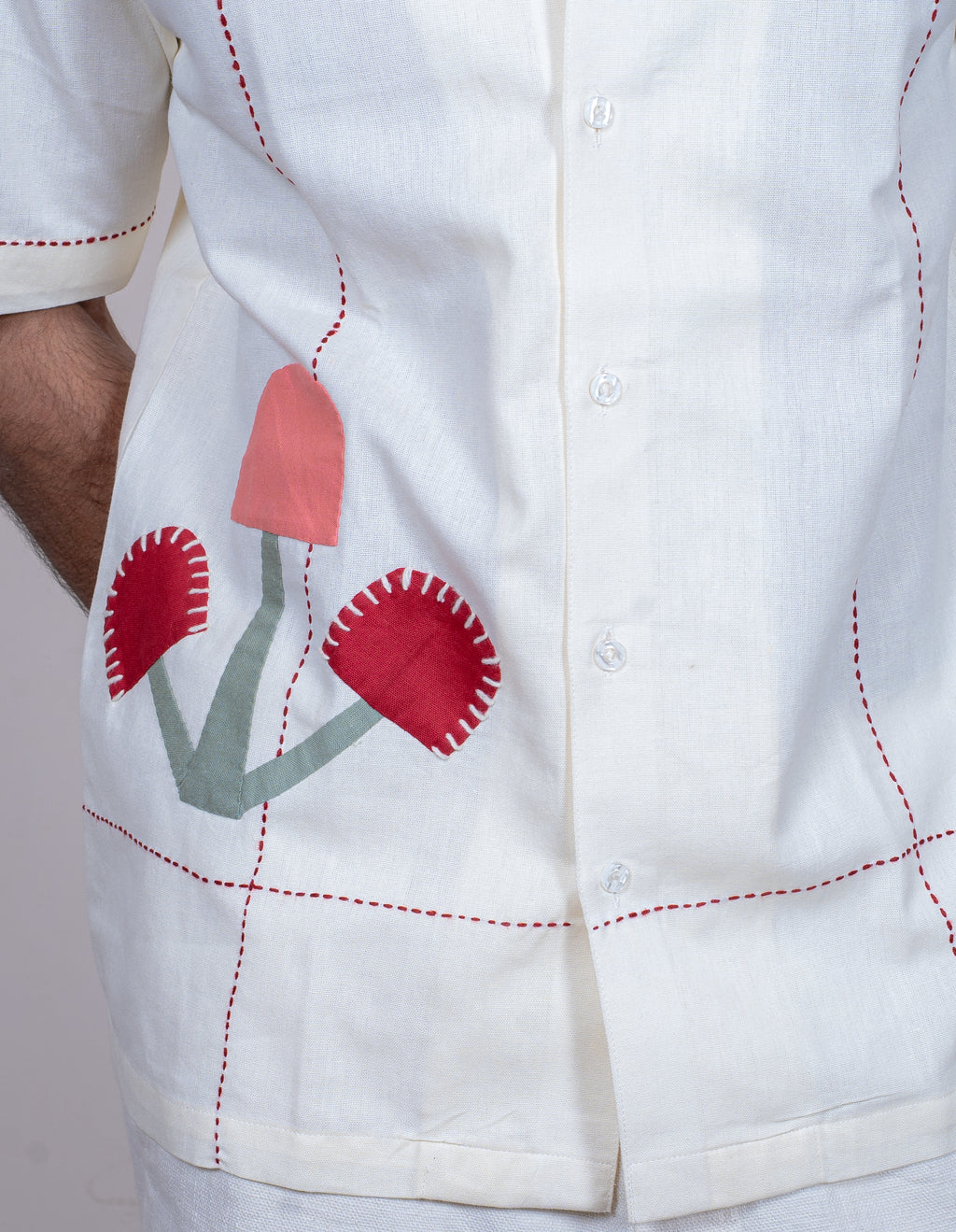 White Mushroom Patchwork Shirt