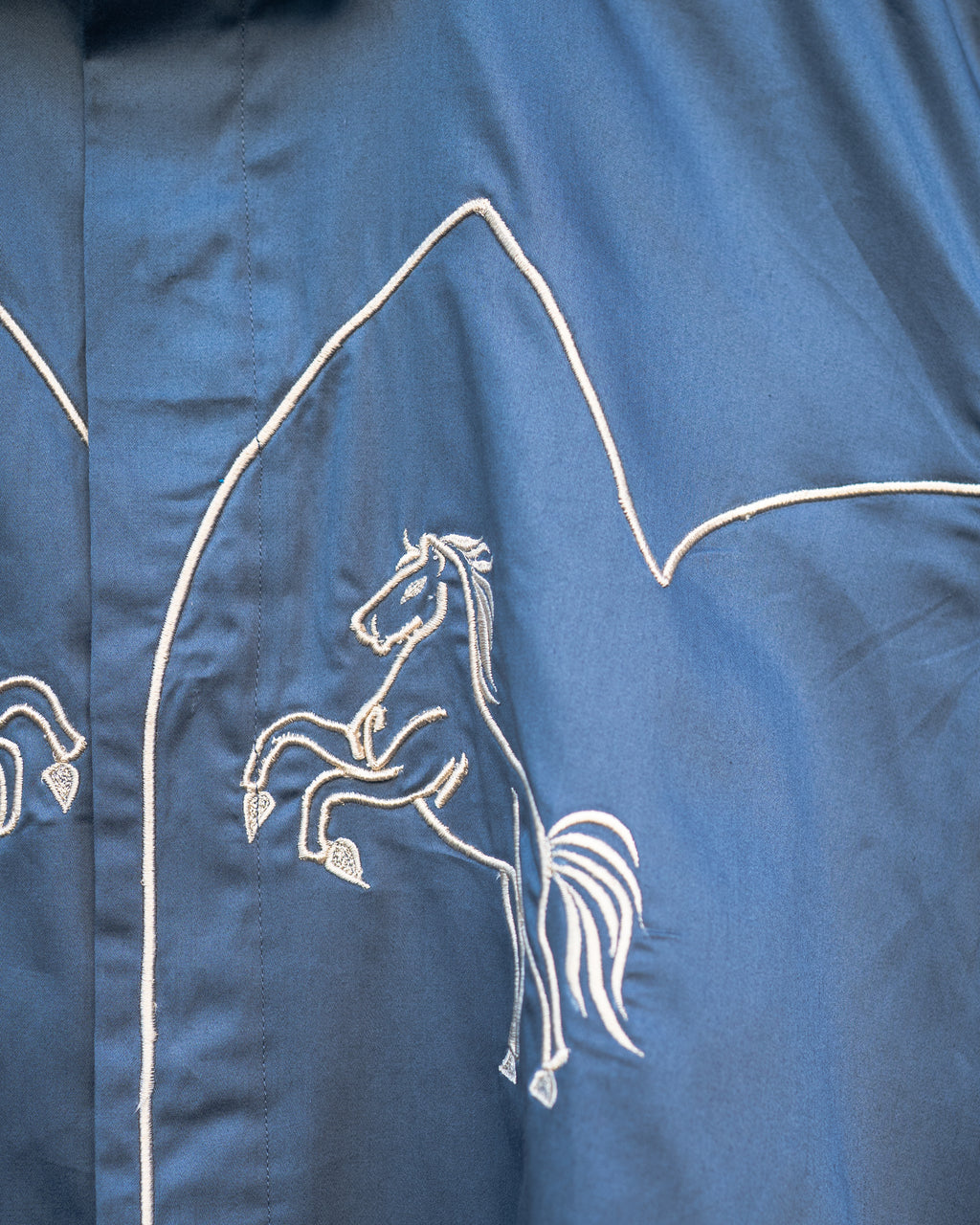 Slate Blue Horse Embroidery Shirt