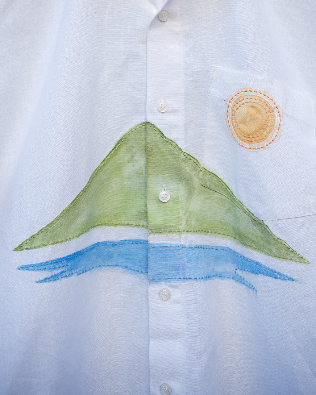 White Hand Painted Mountain Shirt