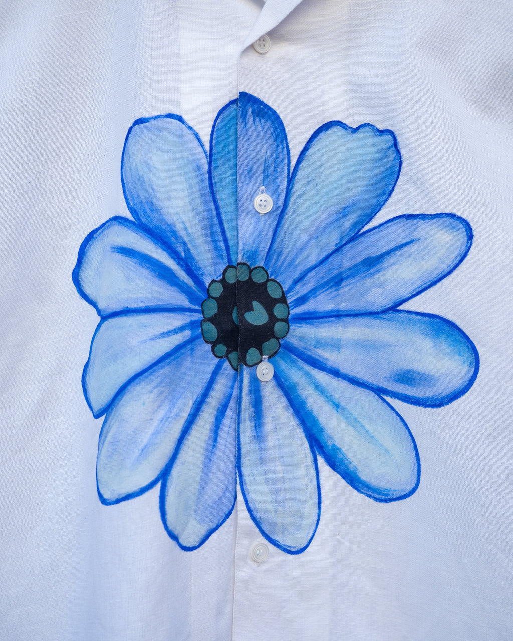 White Hand Painted Floral Shirt