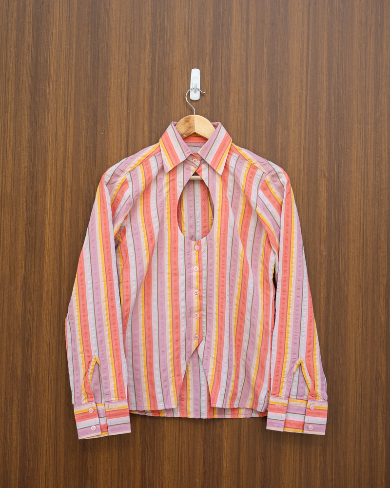 Striped Corset Back Shirt