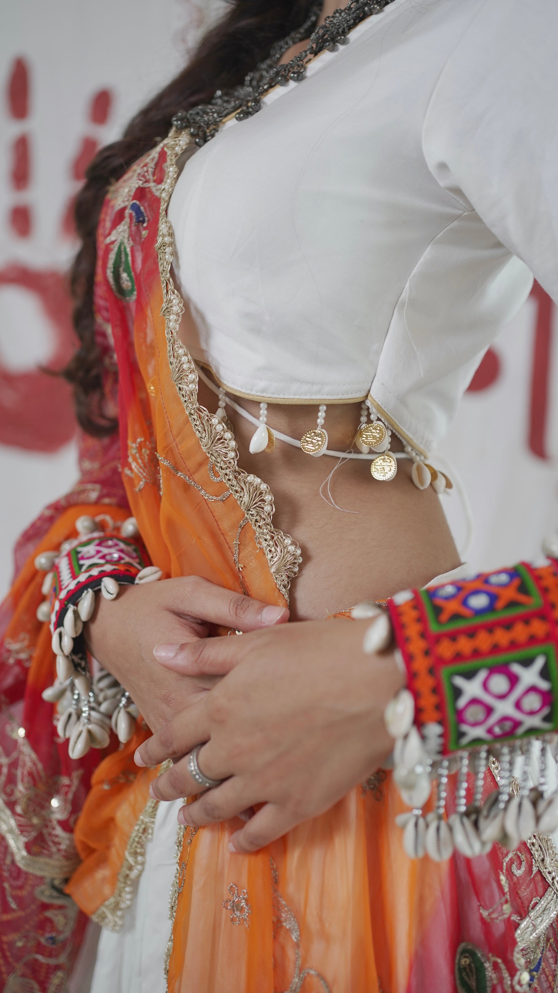 White Pearl Lehenga with Dual-Tone Dupatta set