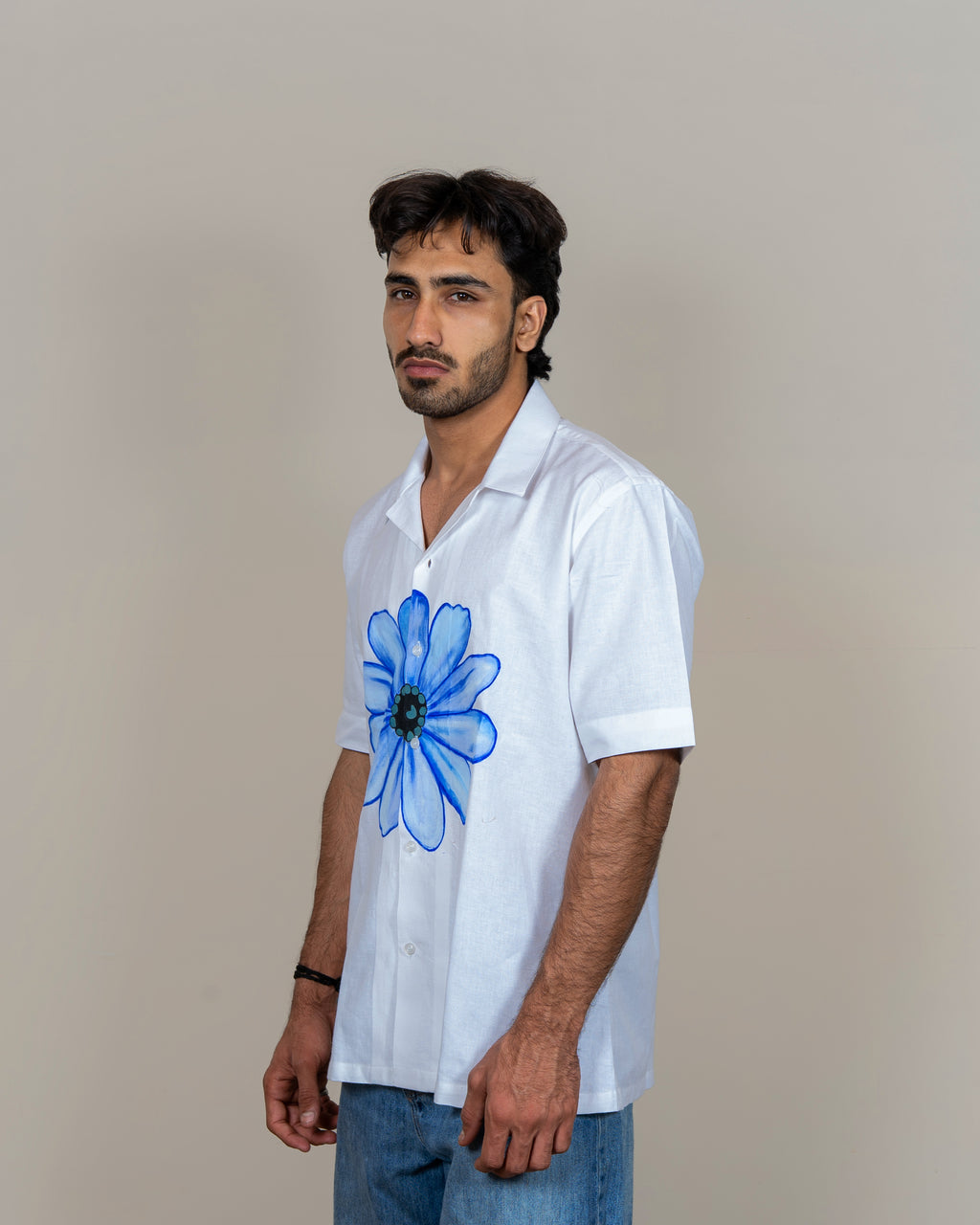 White Hand Painted Floral Shirt