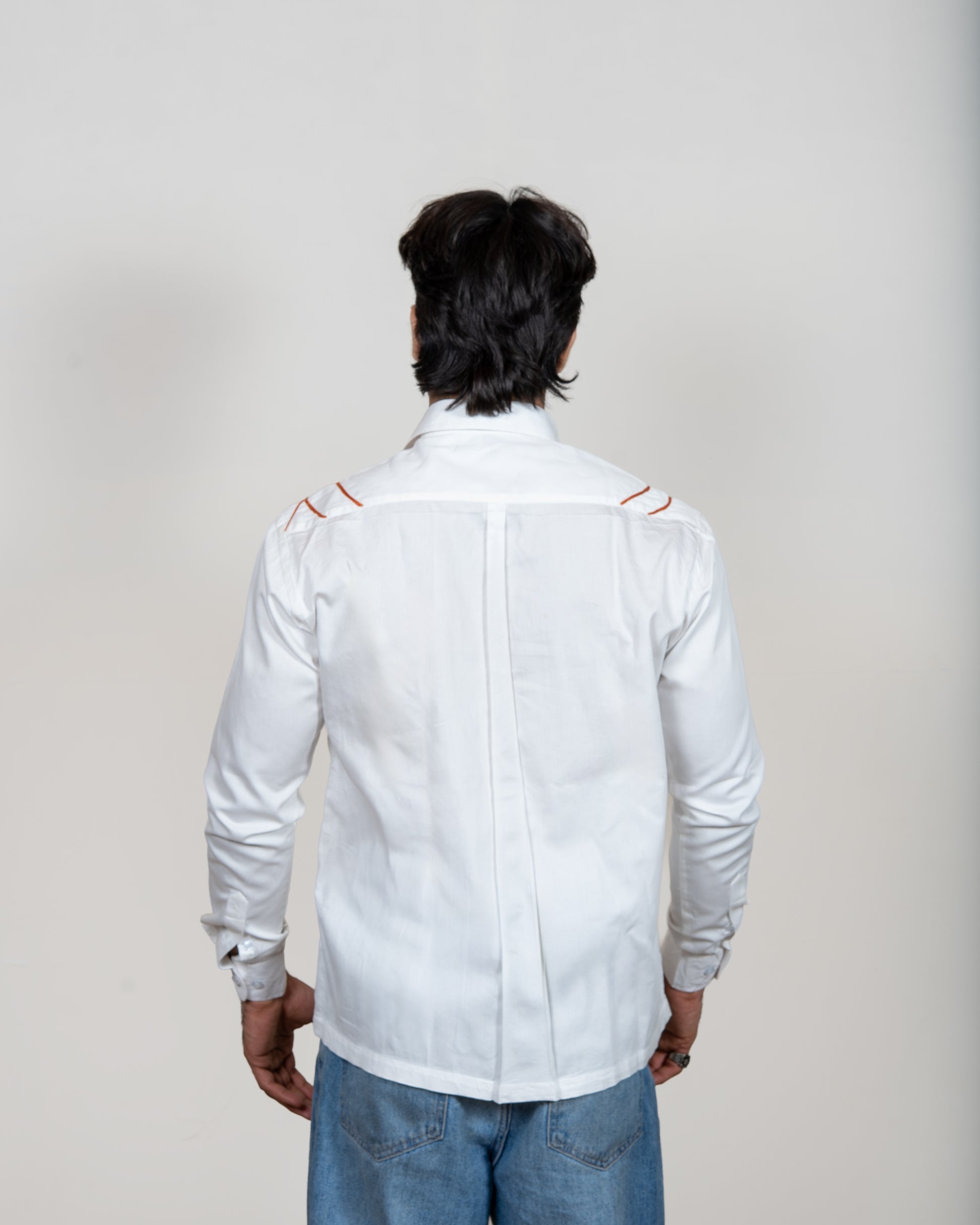 White aari work shirt