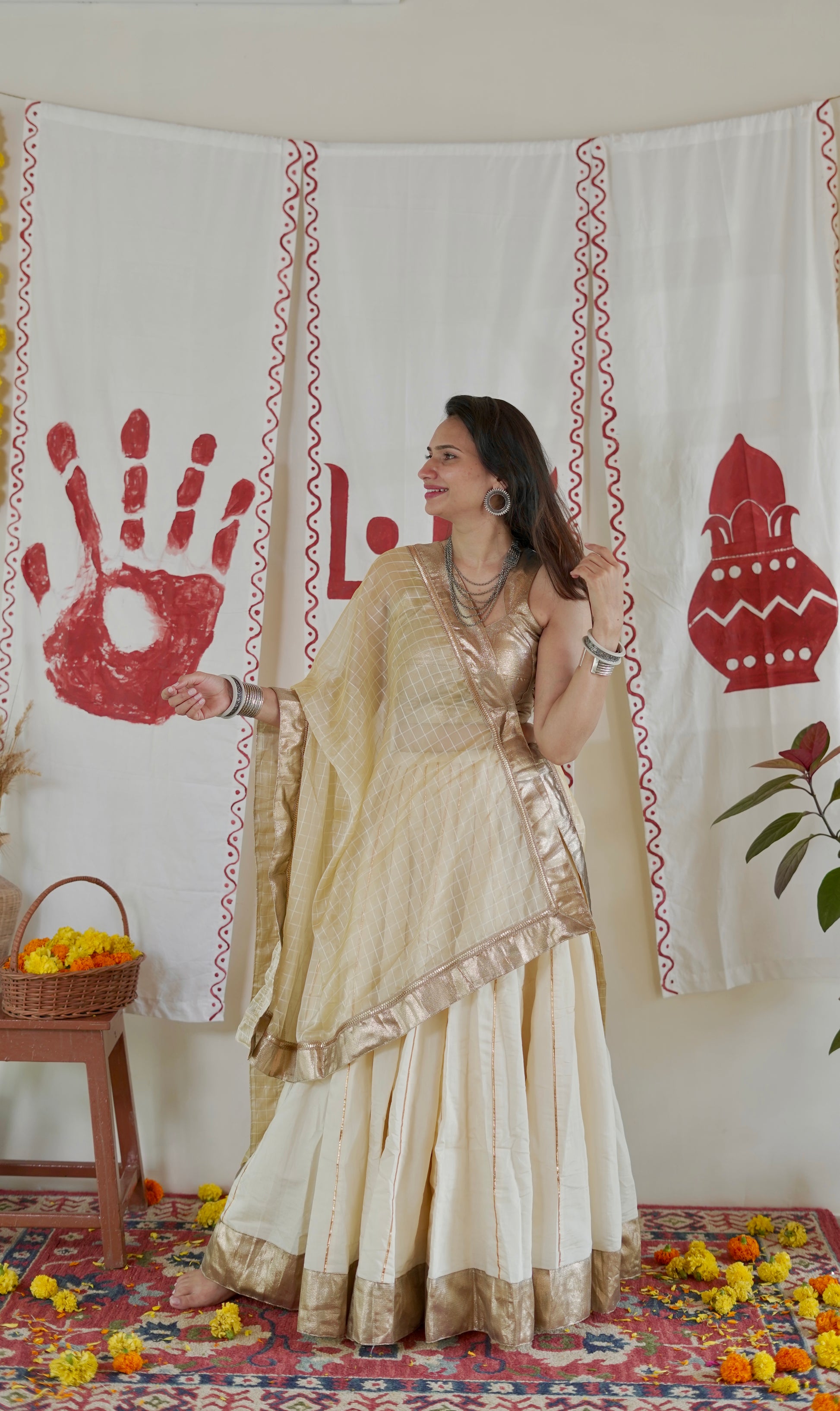Golden ivory lehenga set