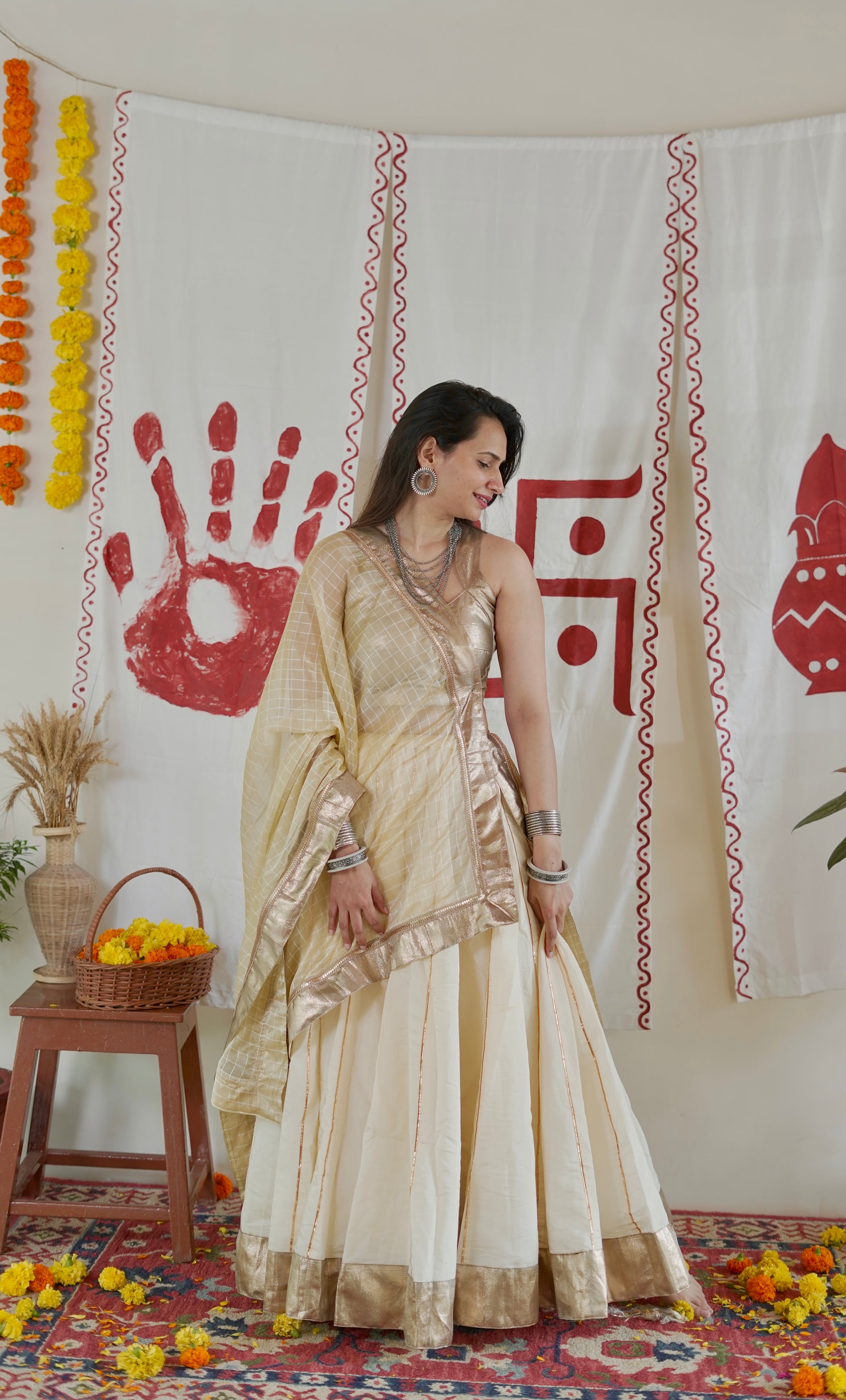 Golden ivory lehenga set