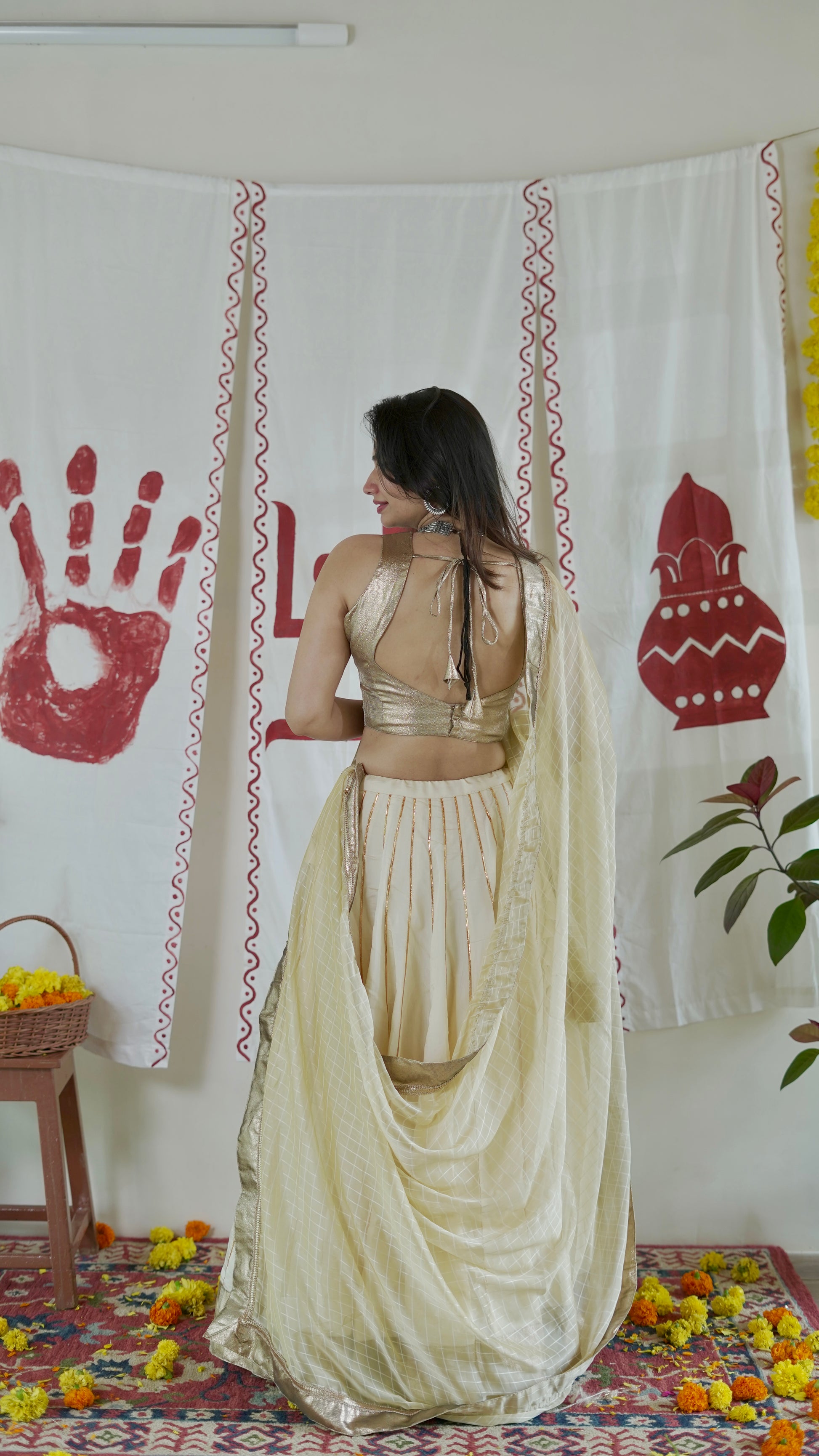 Golden ivory lehenga set