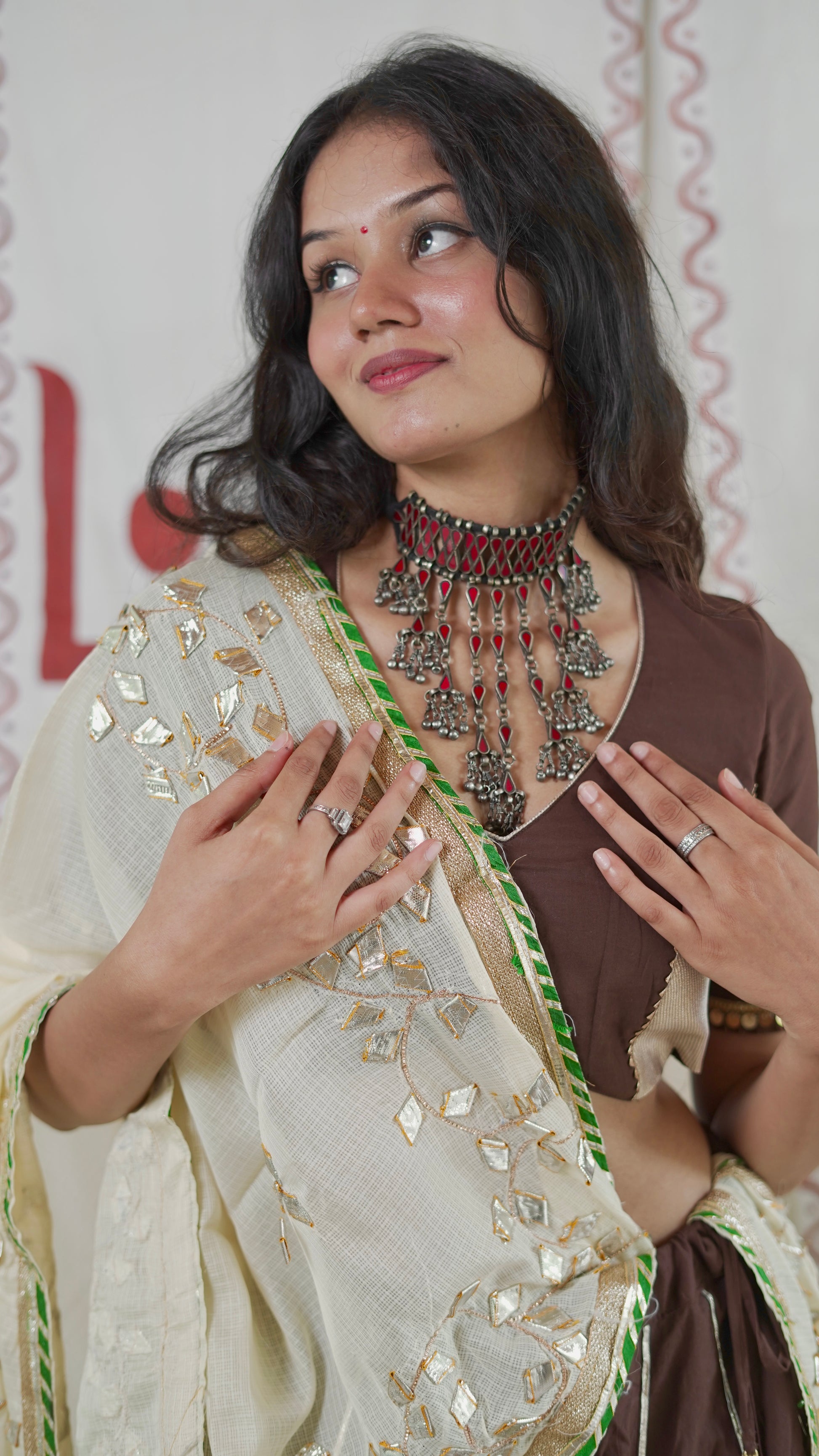 Brown Ivory Lehenga Set