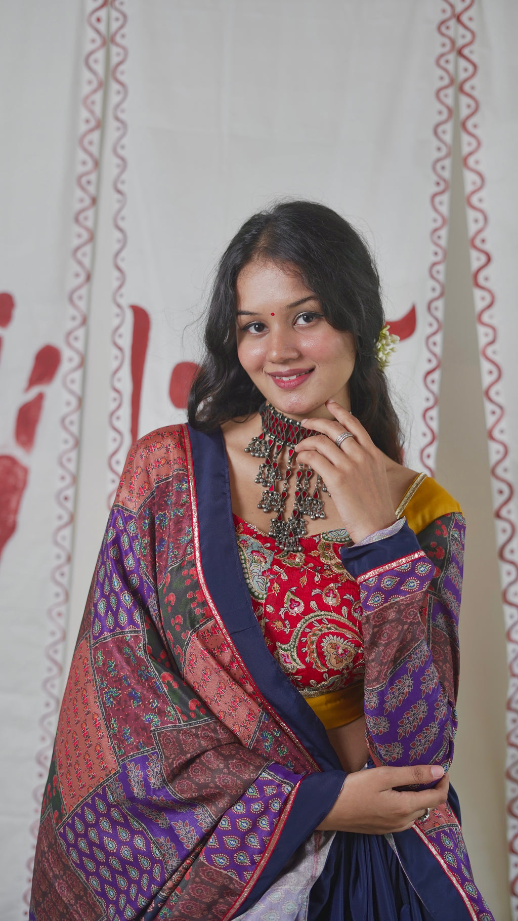 Navy Patchwork  Lehenga Set