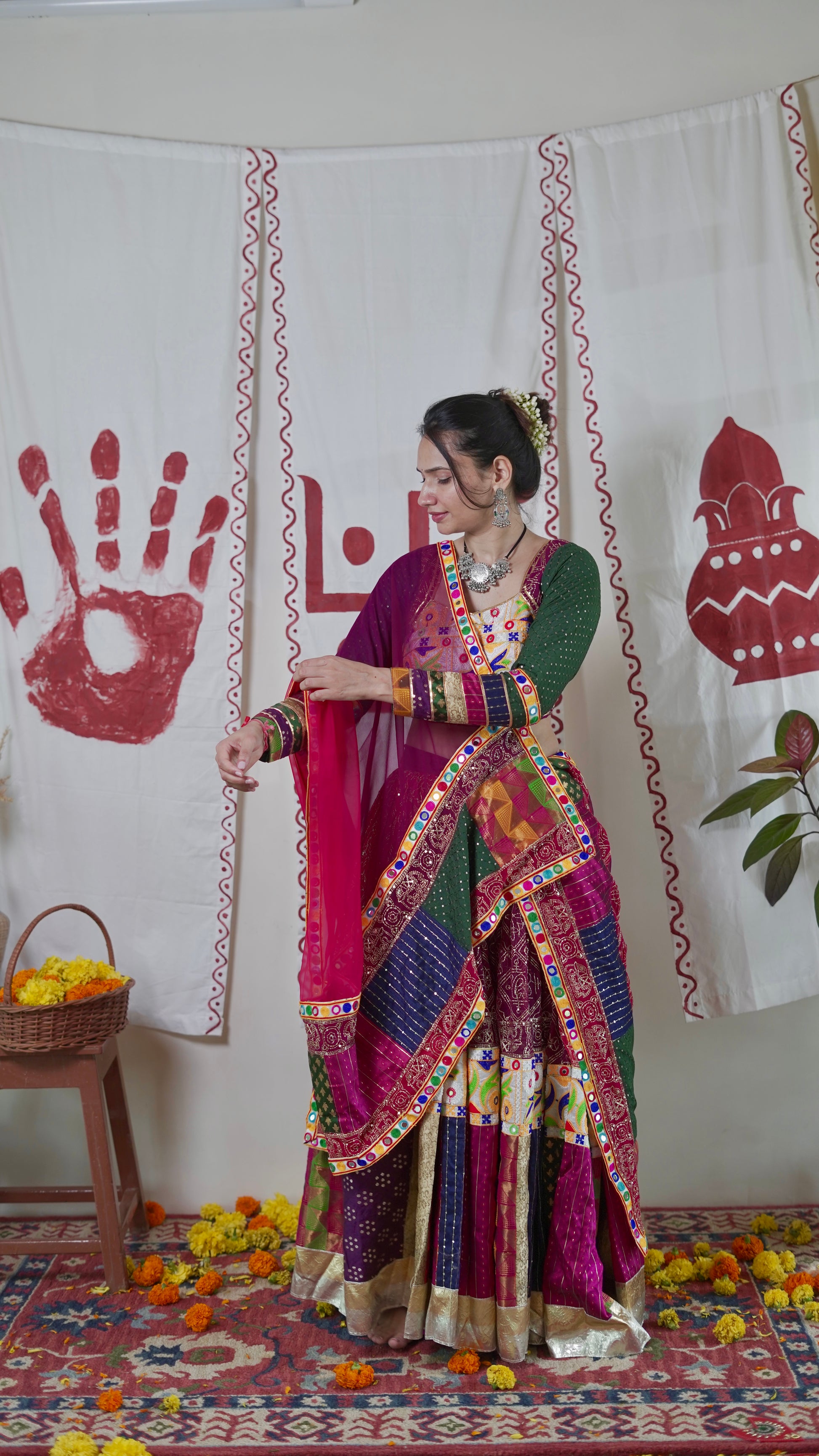 Vintage Multicolour Patchwork Lehenga Set