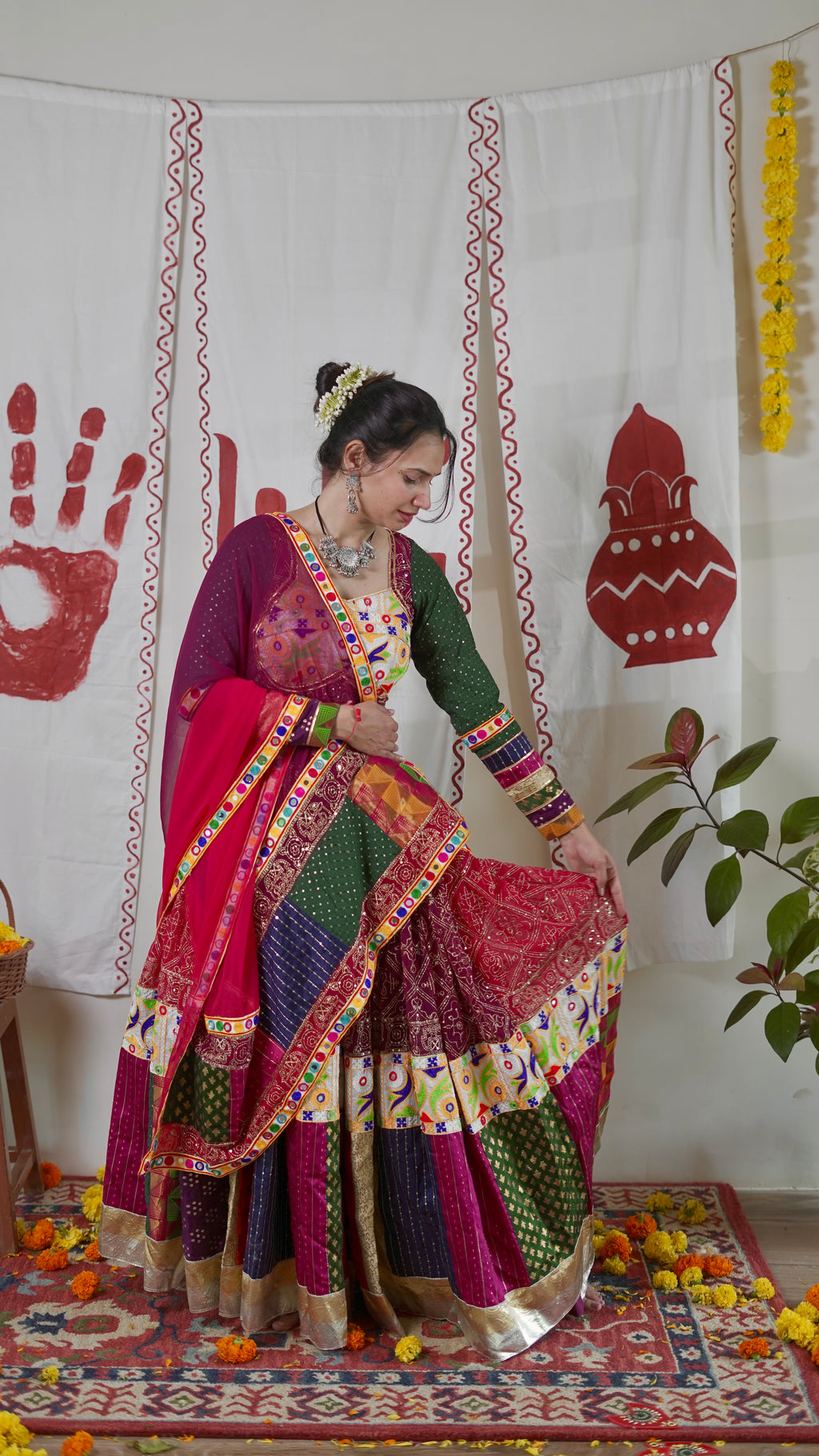 Vintage Multicolour Patchwork Lehenga Set