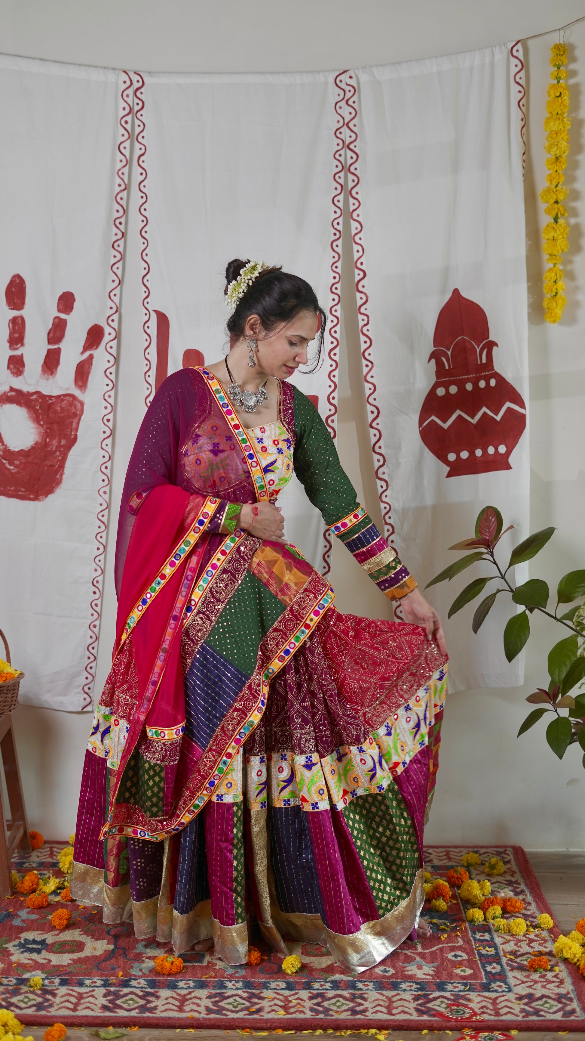 Vintage Multicolour Patchwork Lehenga Set