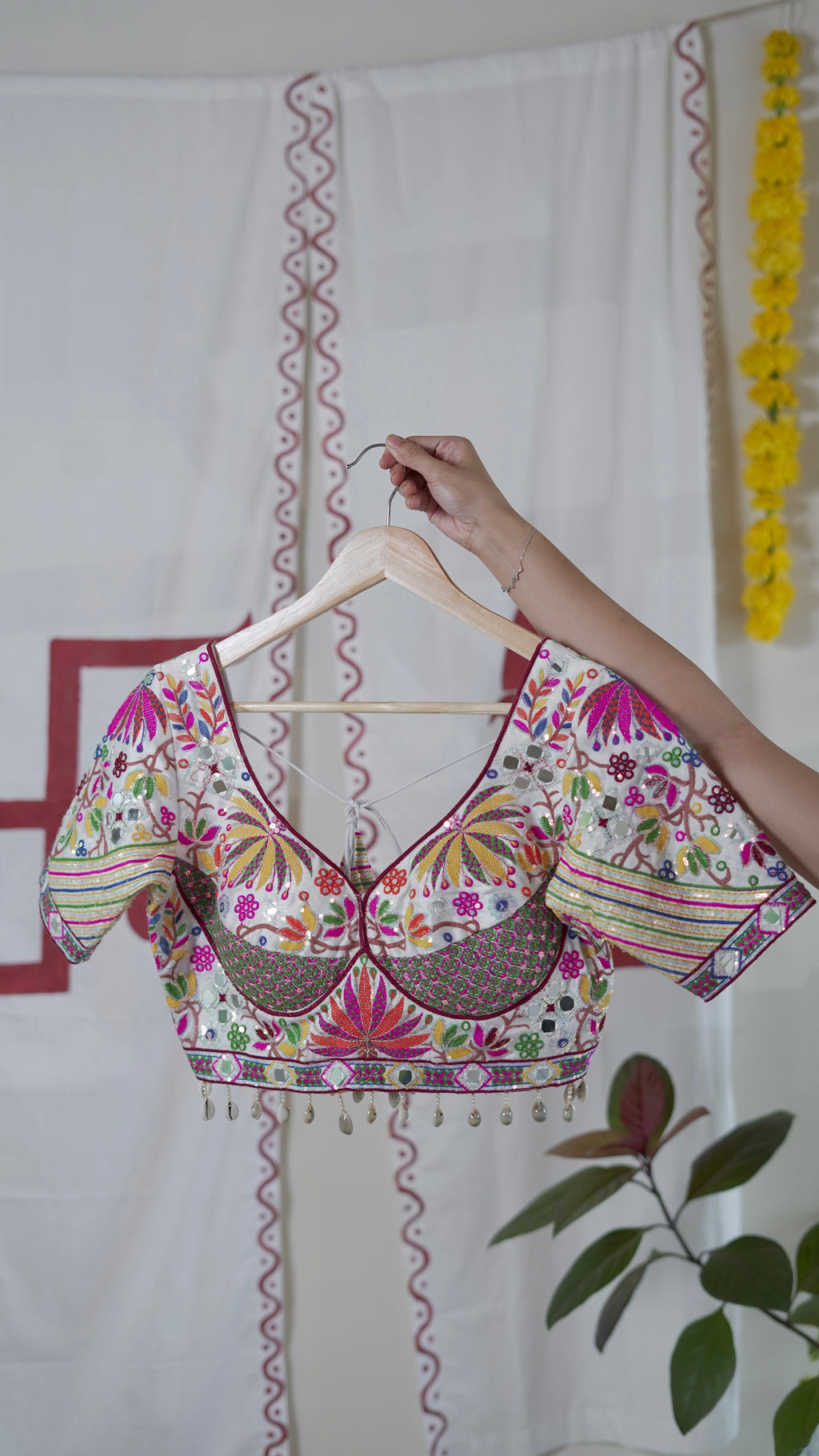 White- Multicolour Embroidered Lehenga Set