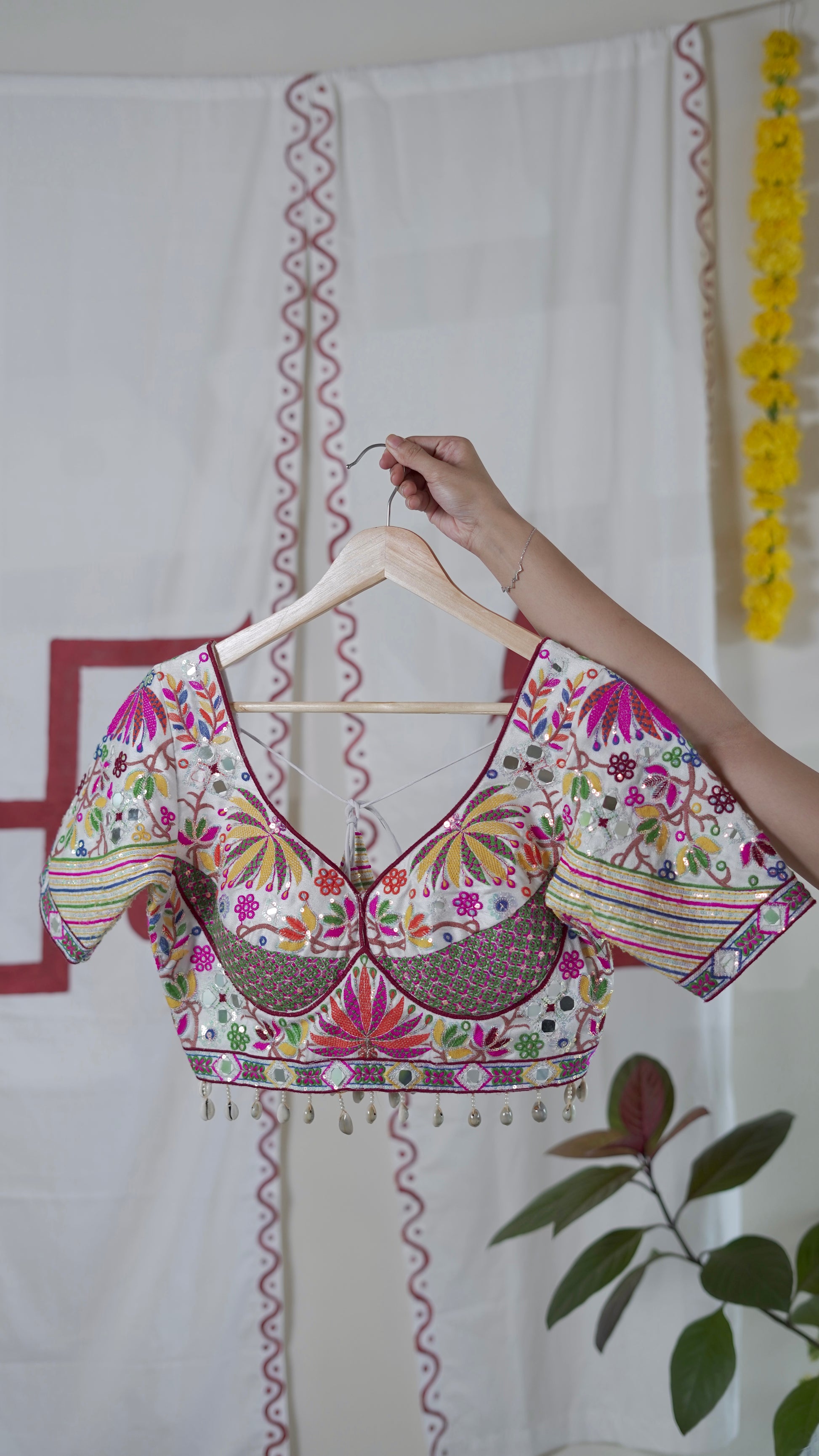 White- Multicolour Embroidered Lehenga Set