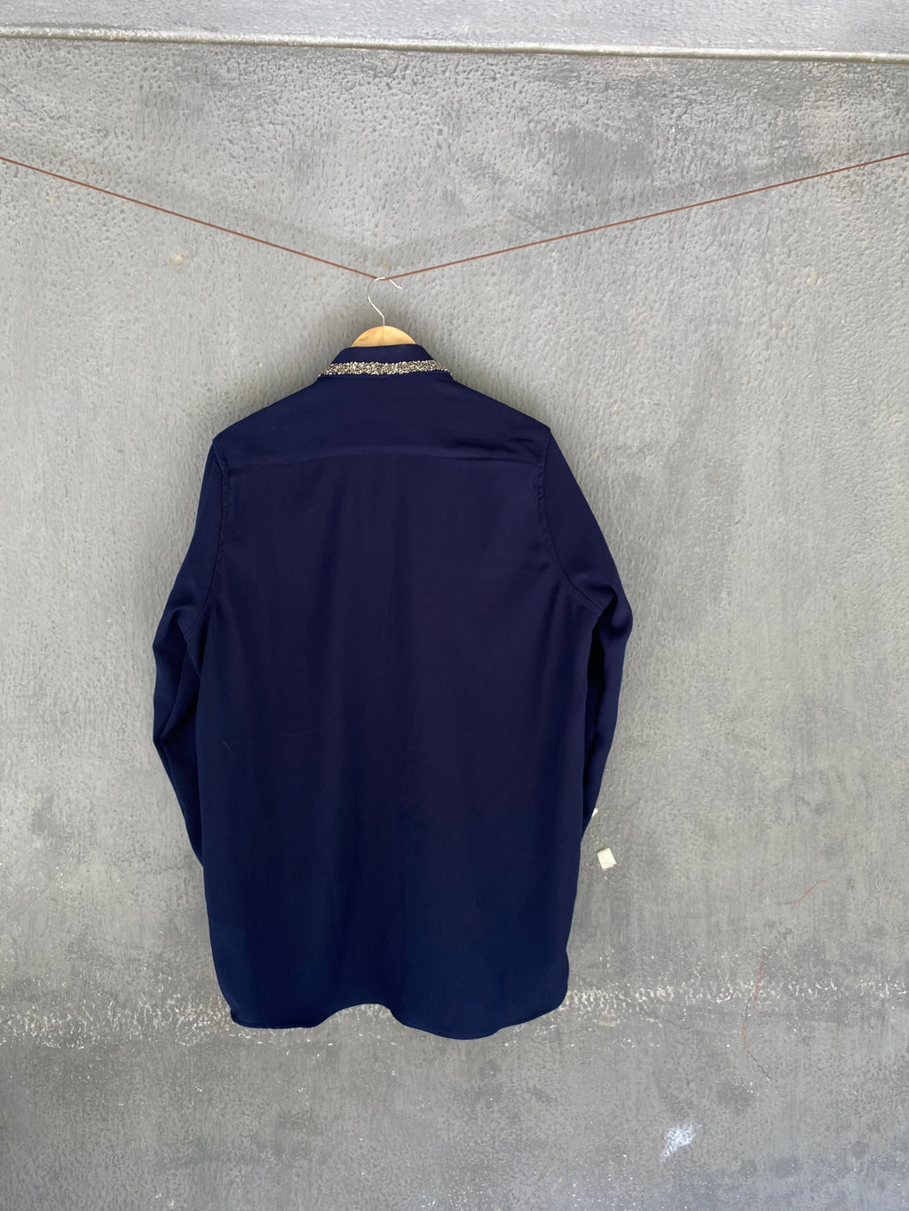 Navy Collar Embellished Shirt