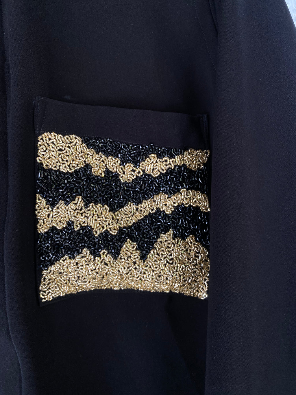 Black Embellished Pocket Shirt
