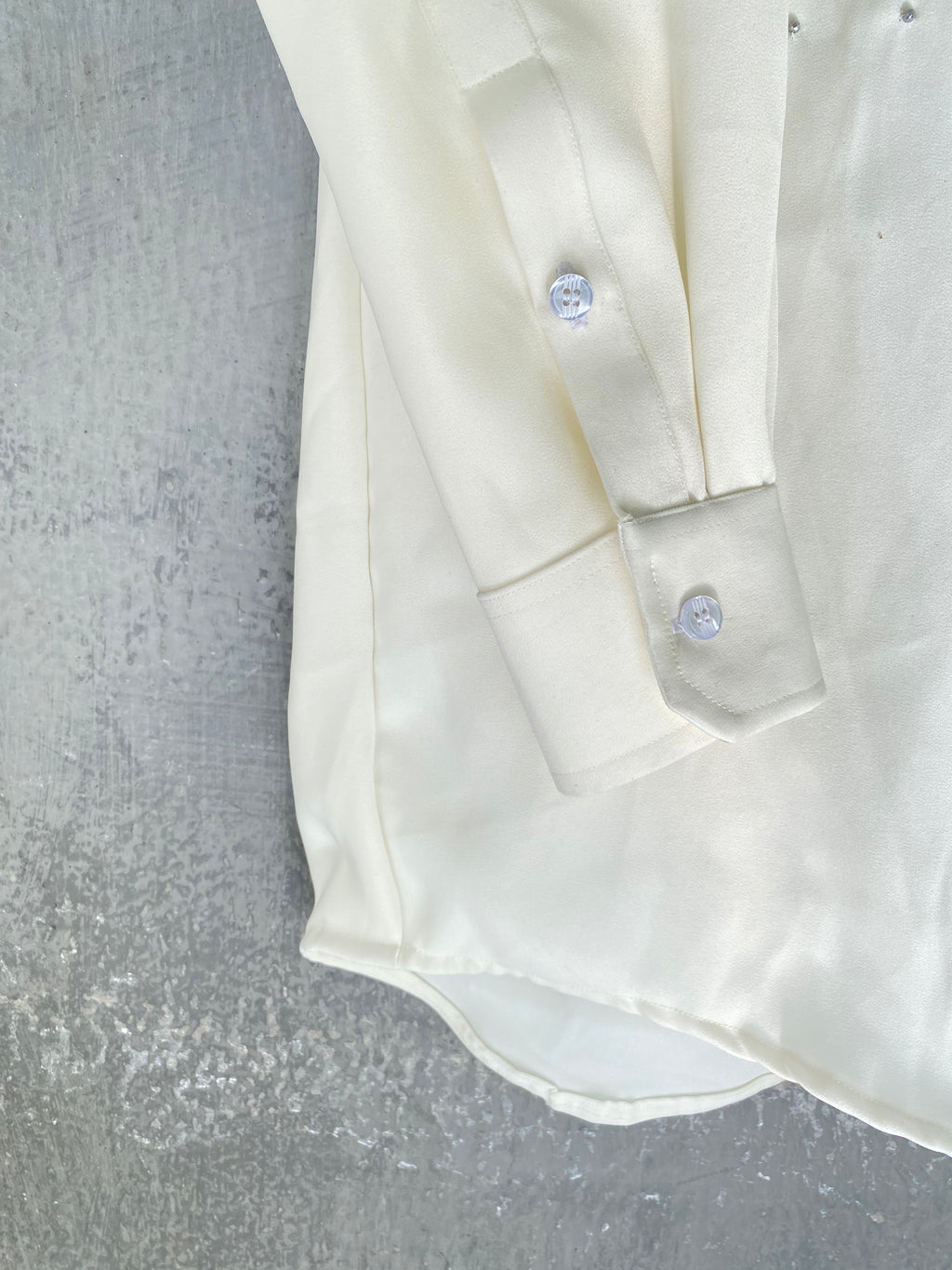 White Rhinestone Embellished Shirt