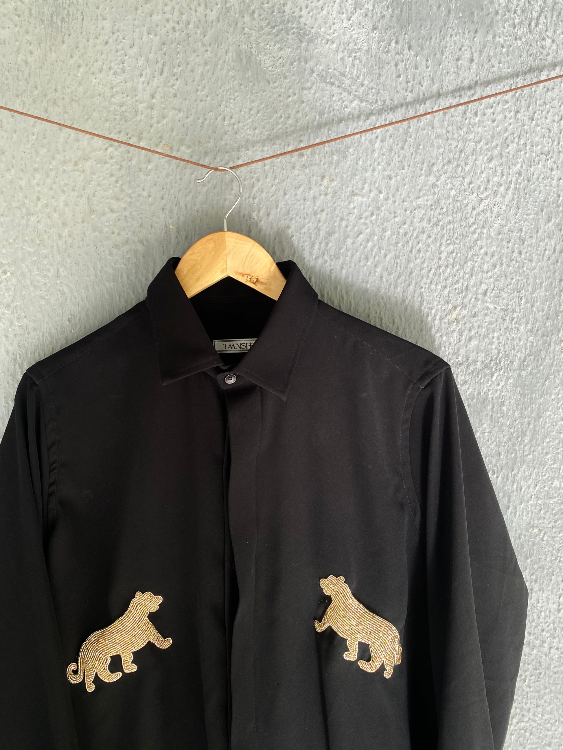 Black Tiger Embellished Shirt