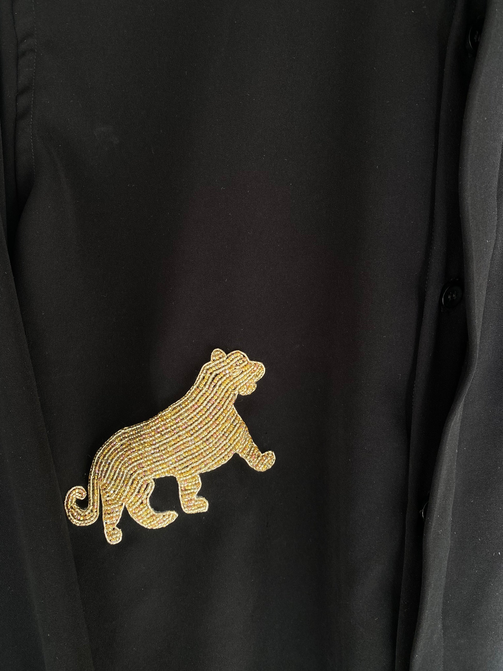 Black Tiger Embellished Shirt