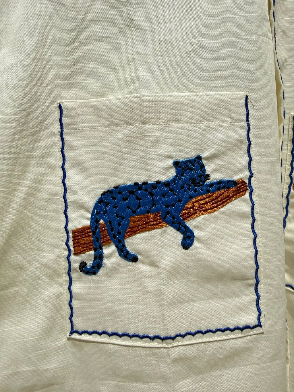 Blue leopard safari shirt