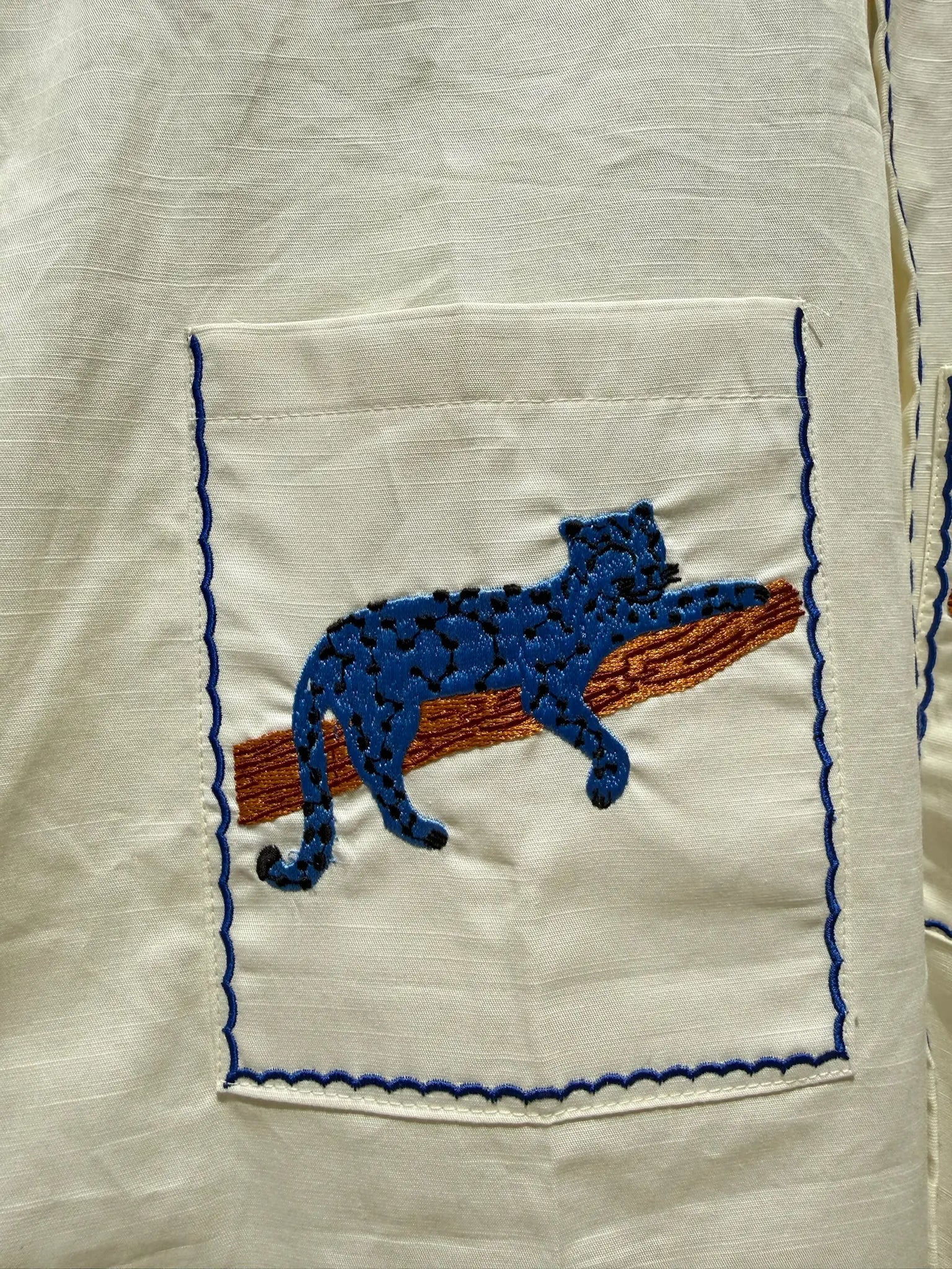 Blue leopard safari shirt