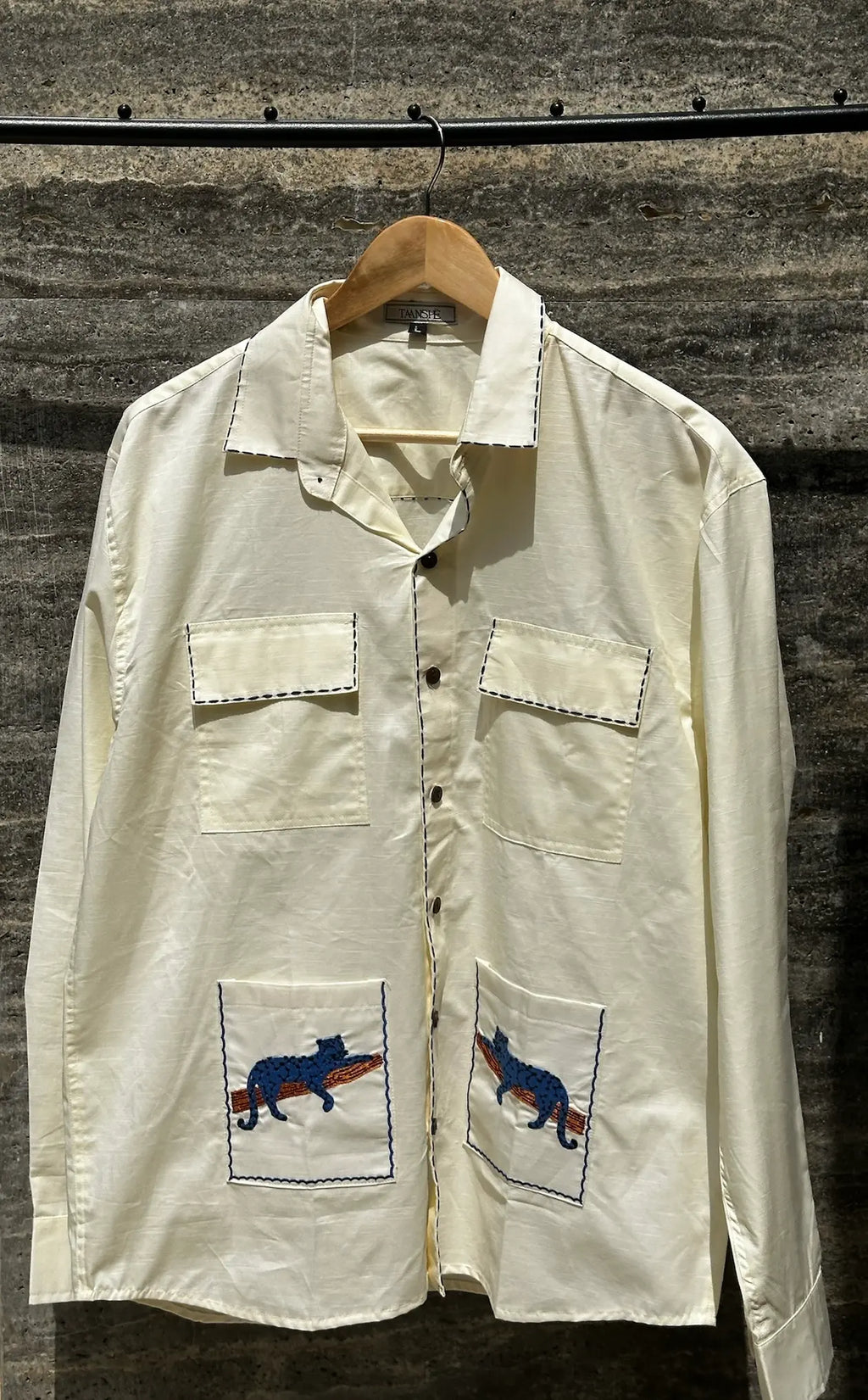 Blue leopard safari shirt