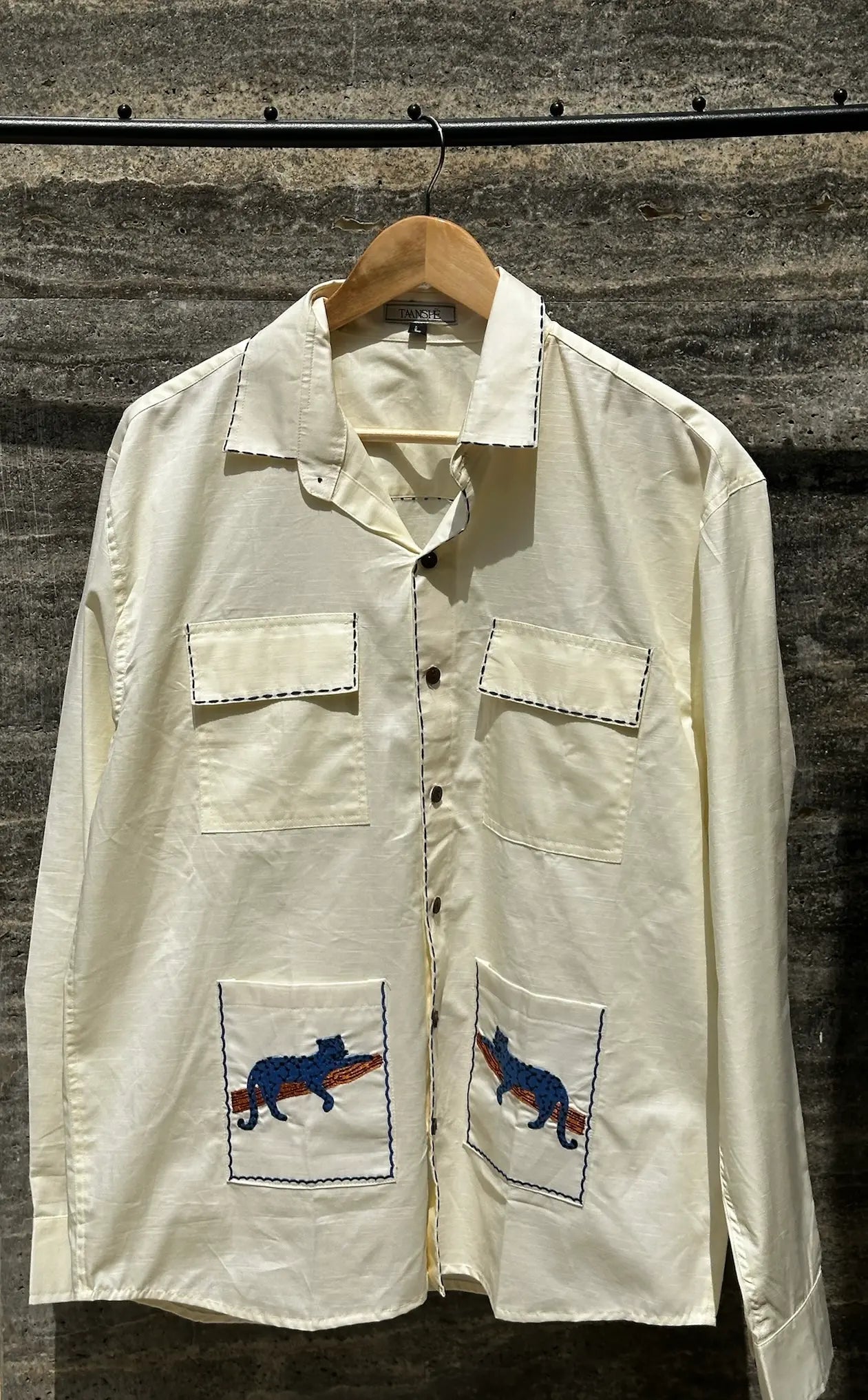 Blue leopard safari shirt