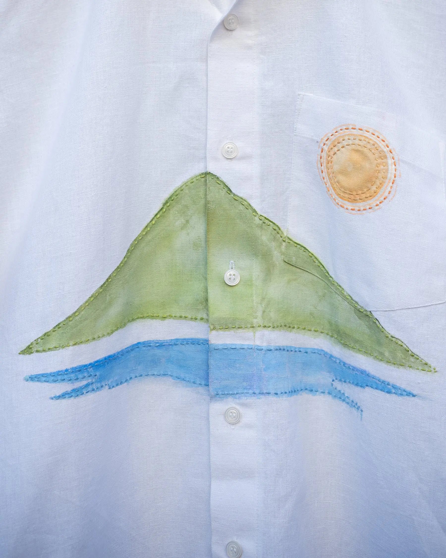 White Hand Painted Mountain Shirt