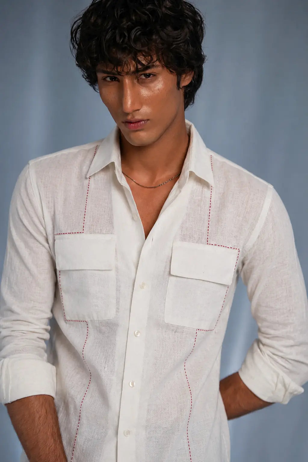 White Flap Pocket Shirt