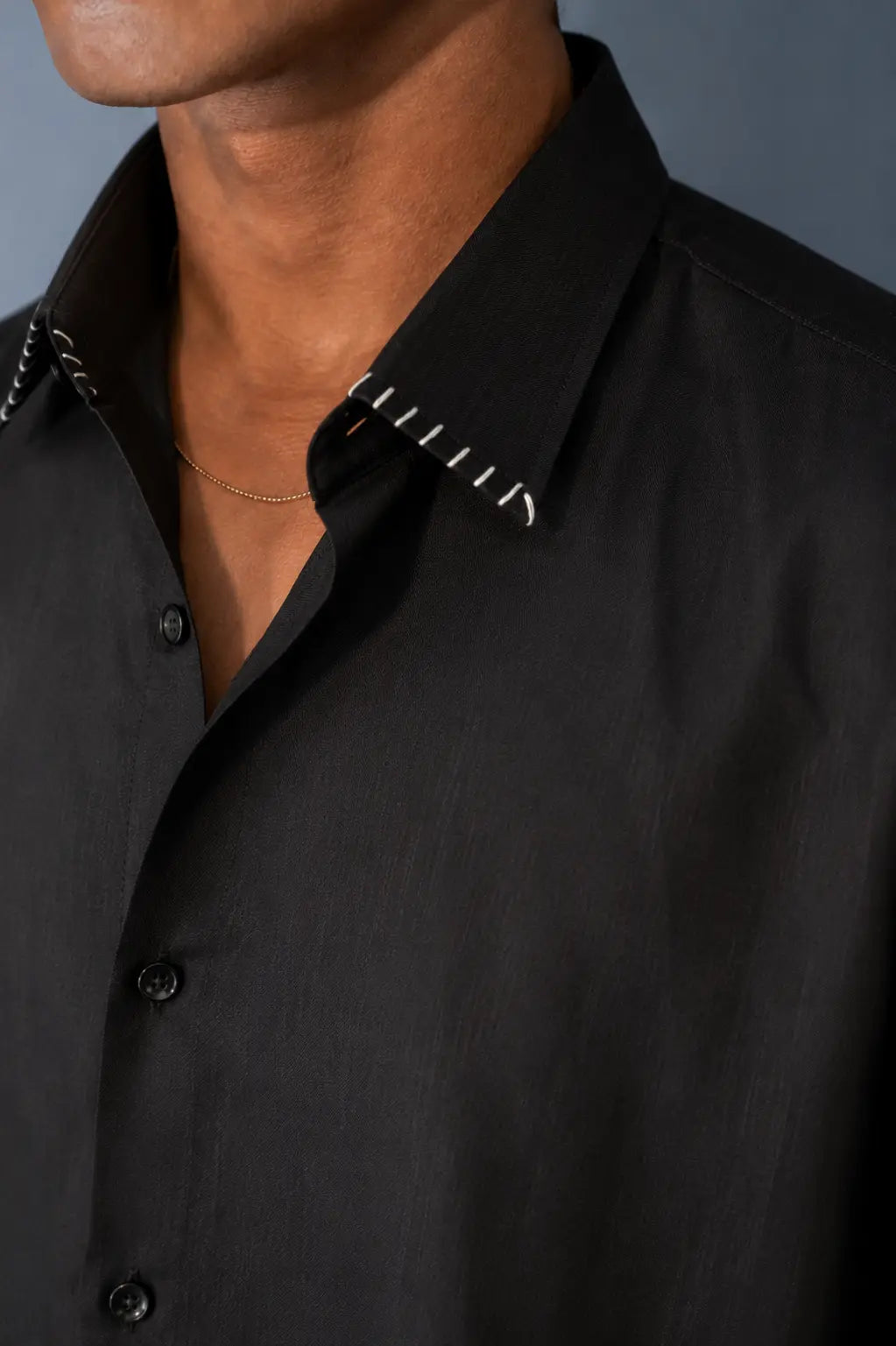 White Stitch Black Shirt